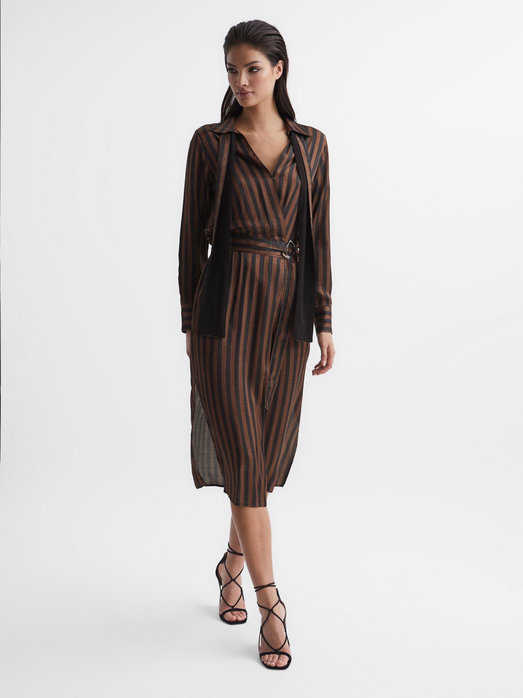 Stripe Shirt Dress in Brown - Image 6 of 9