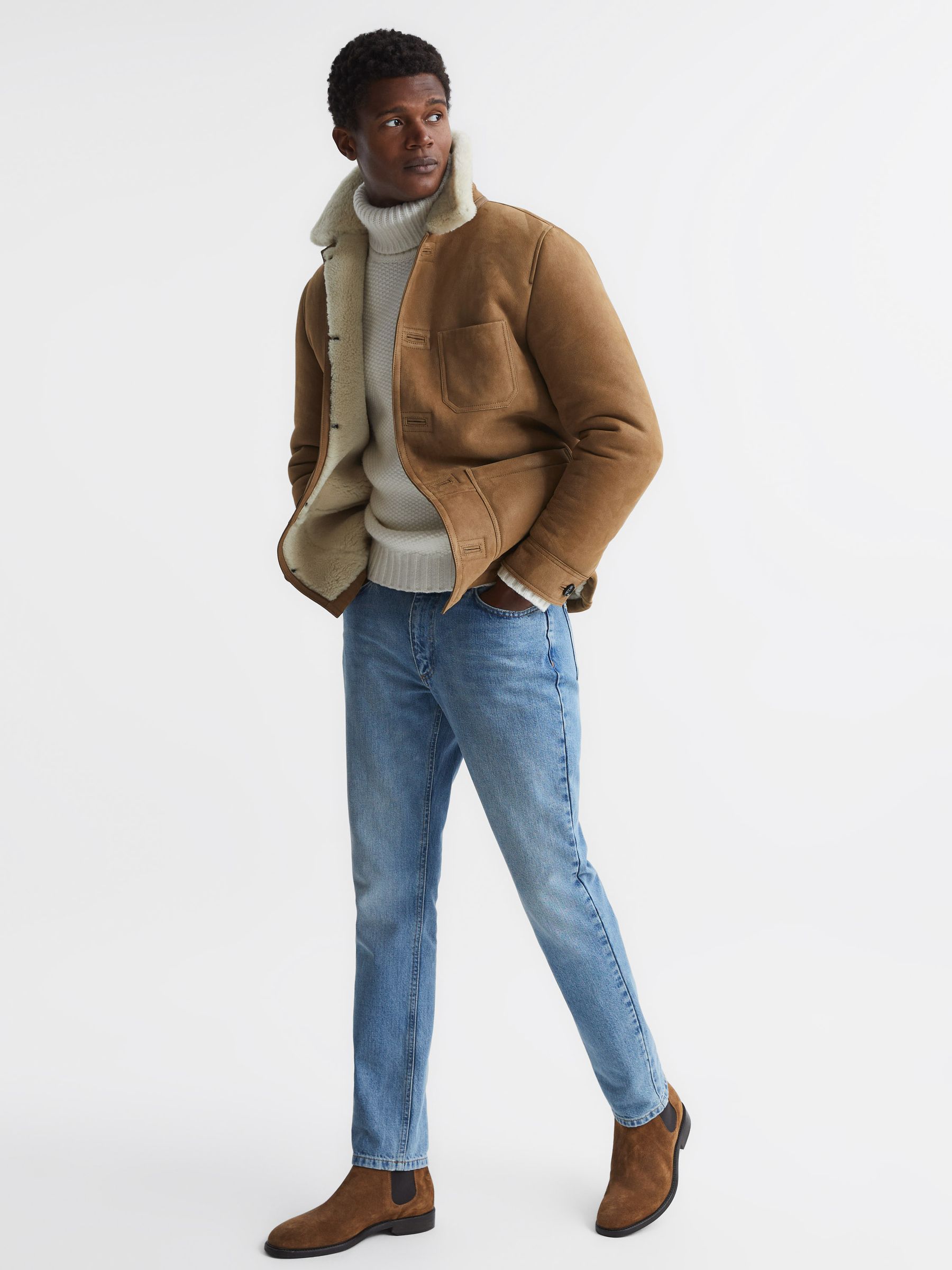 Shearling Jacket in Camel - Image 3 of 7
