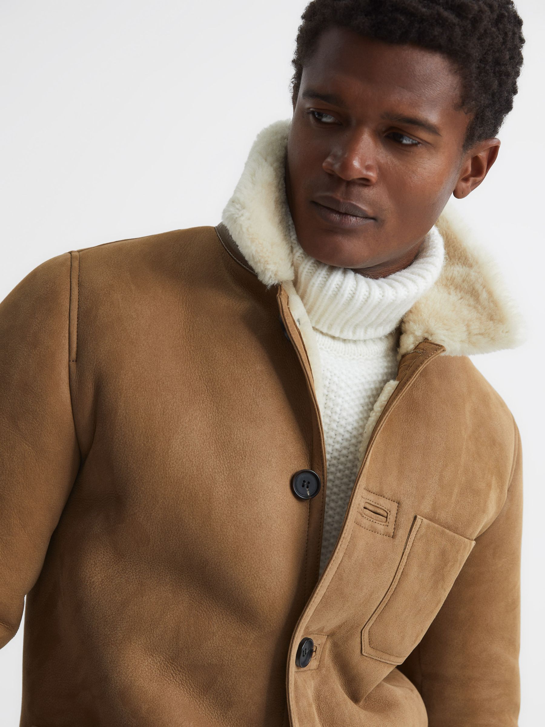 Shearling Jacket in Camel - Image 4 of 7