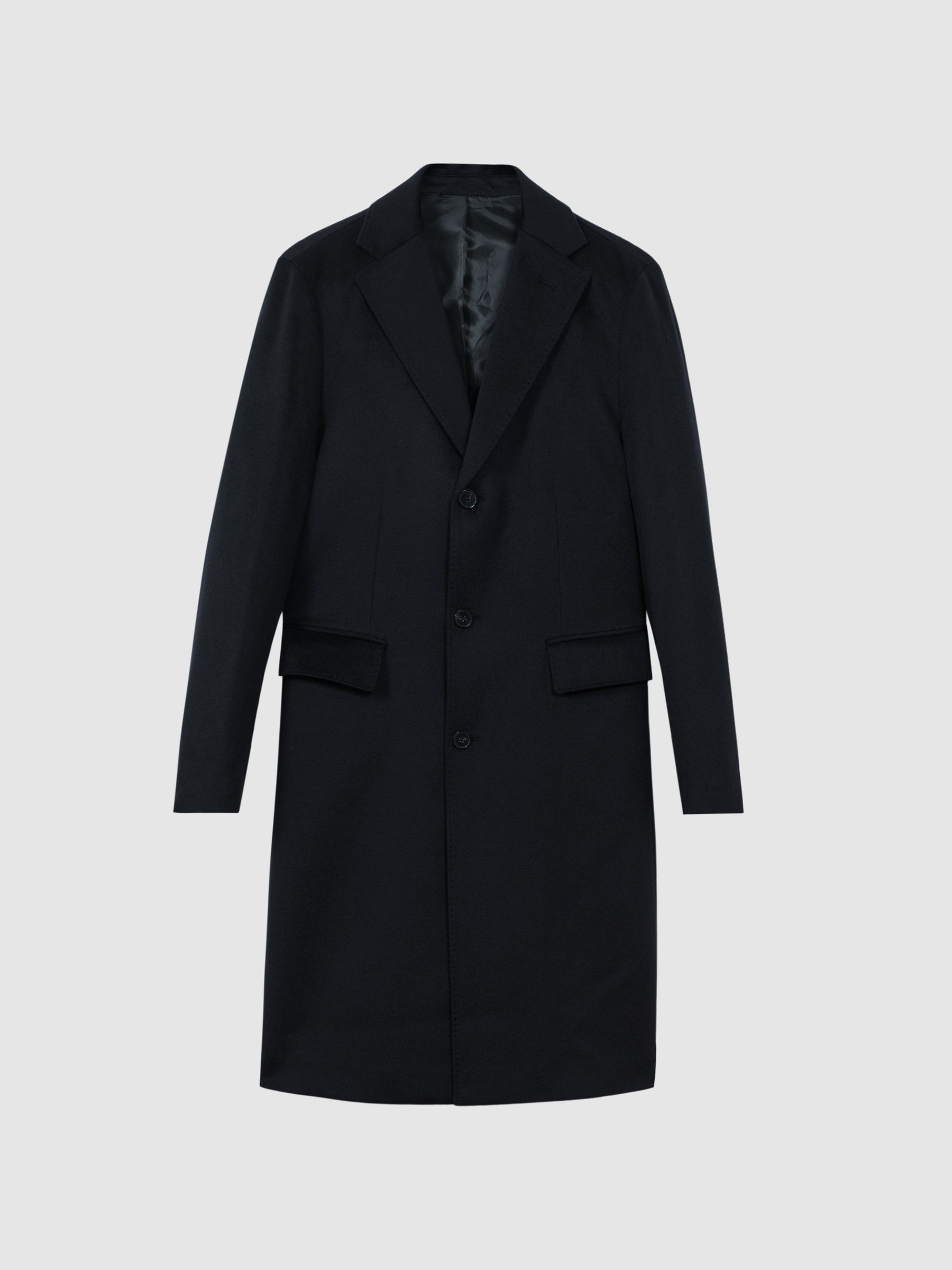 Atelier Cashmere Single Breasted Coat in Navy - Image 2 of 8