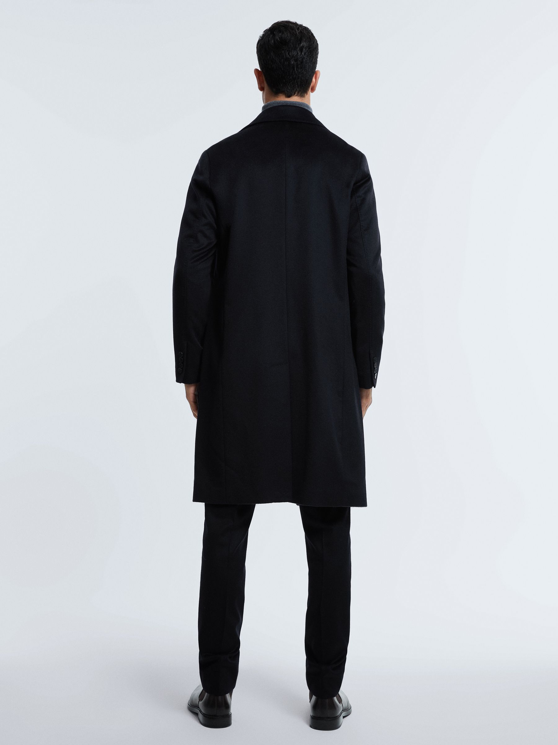 Atelier Cashmere Single Breasted Coat in Navy - Image 5 of 8