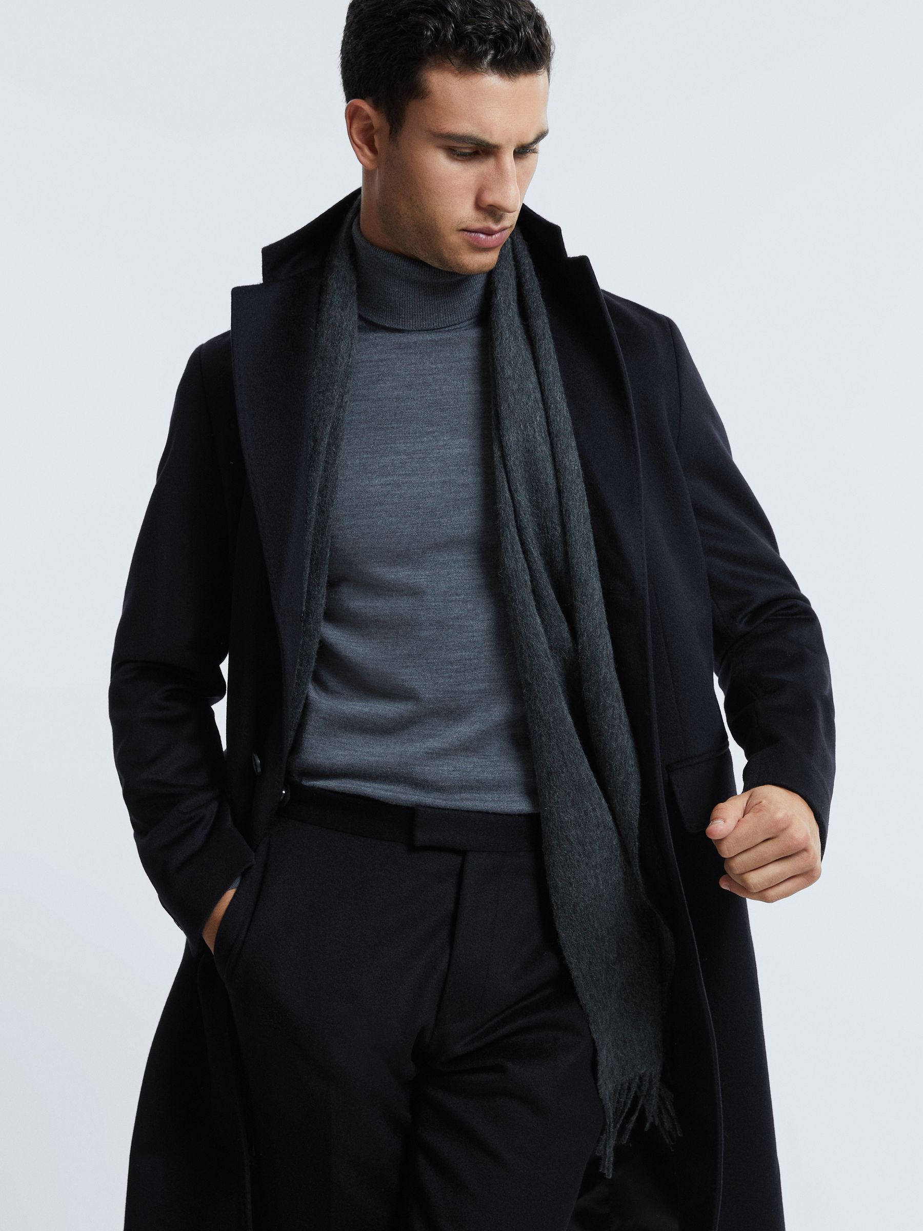 Atelier Cashmere Single Breasted Coat in Navy - Image 6 of 8