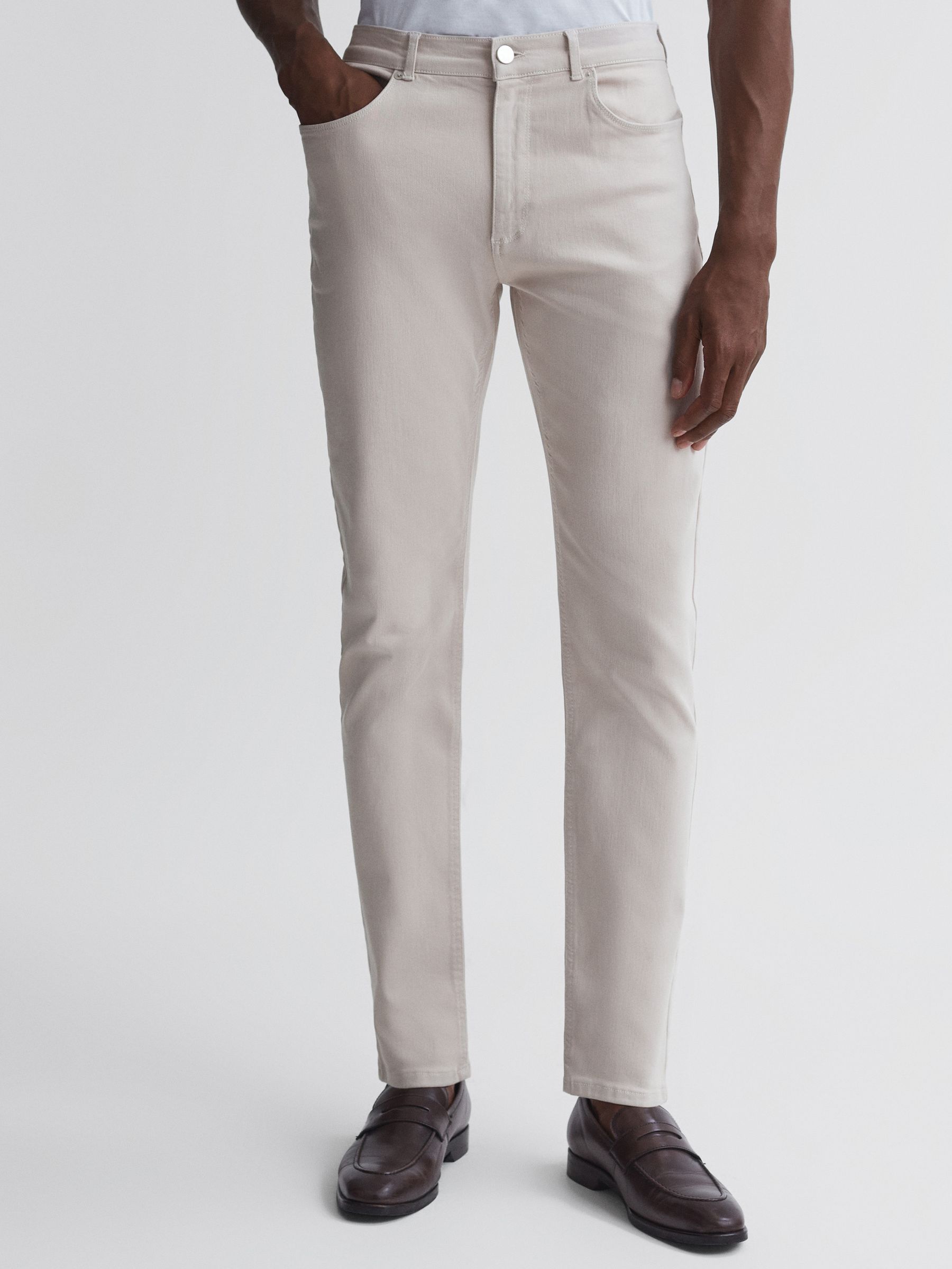 Slim Fit Brushed Jeans in Stone - Image 6 of 8