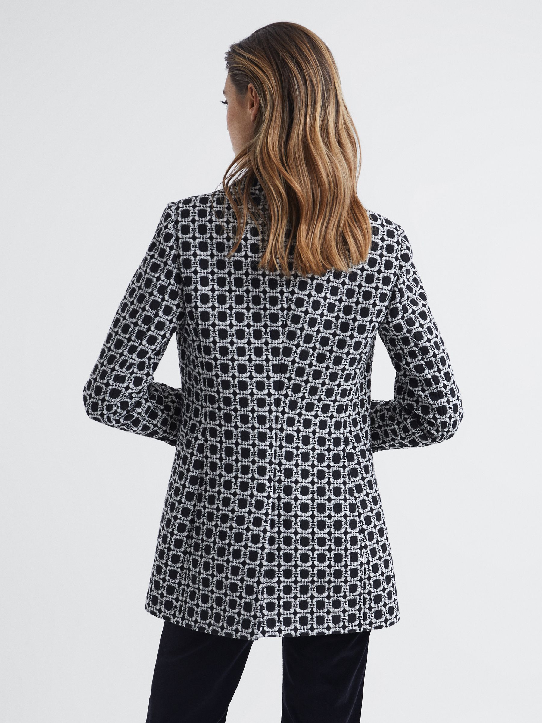 Single Breasted Jacquard Blazer in Black/White - Image 5 of 7