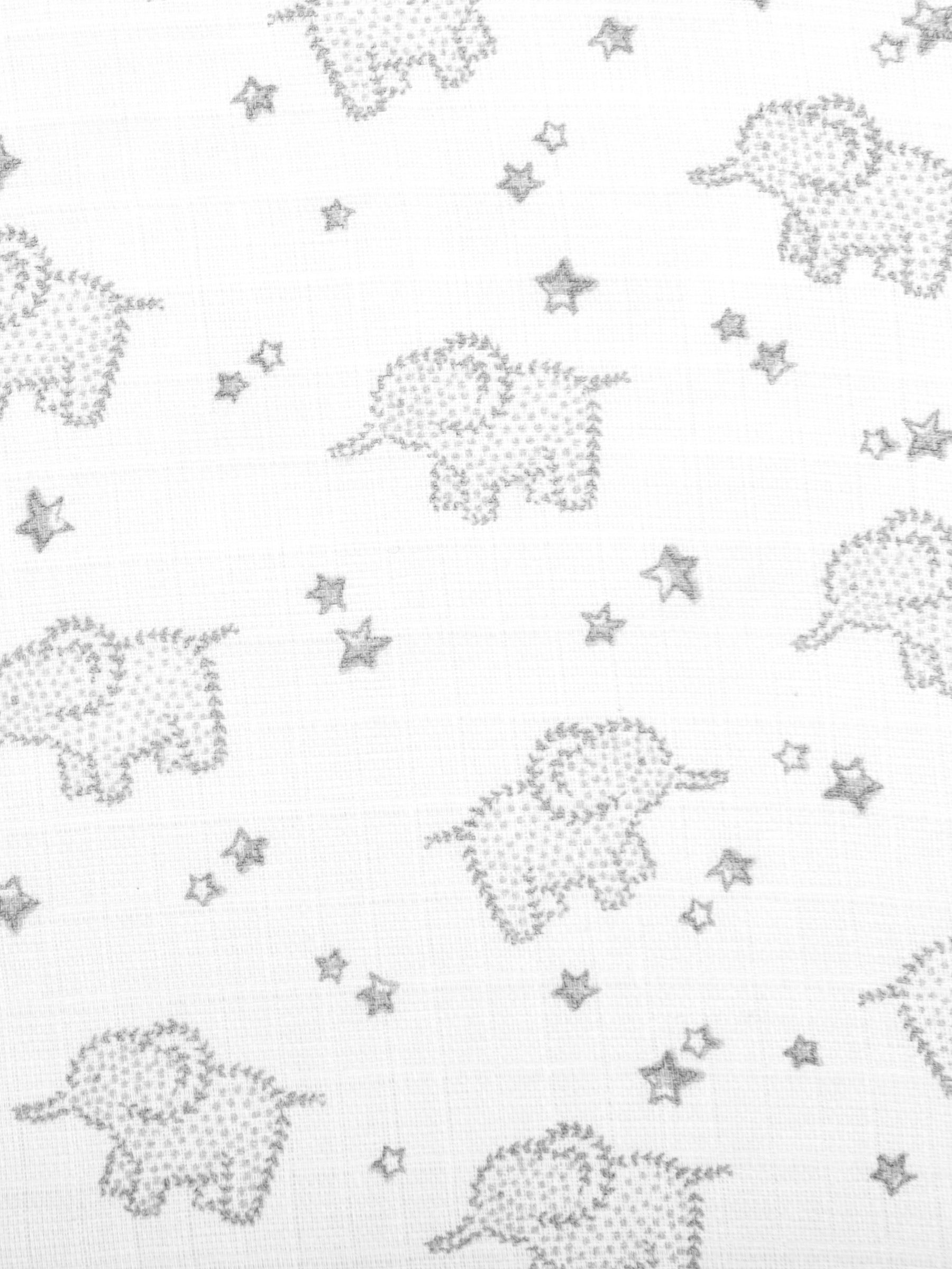 Grey Extra Large Elephant Print Muslin - Image 1 of 2