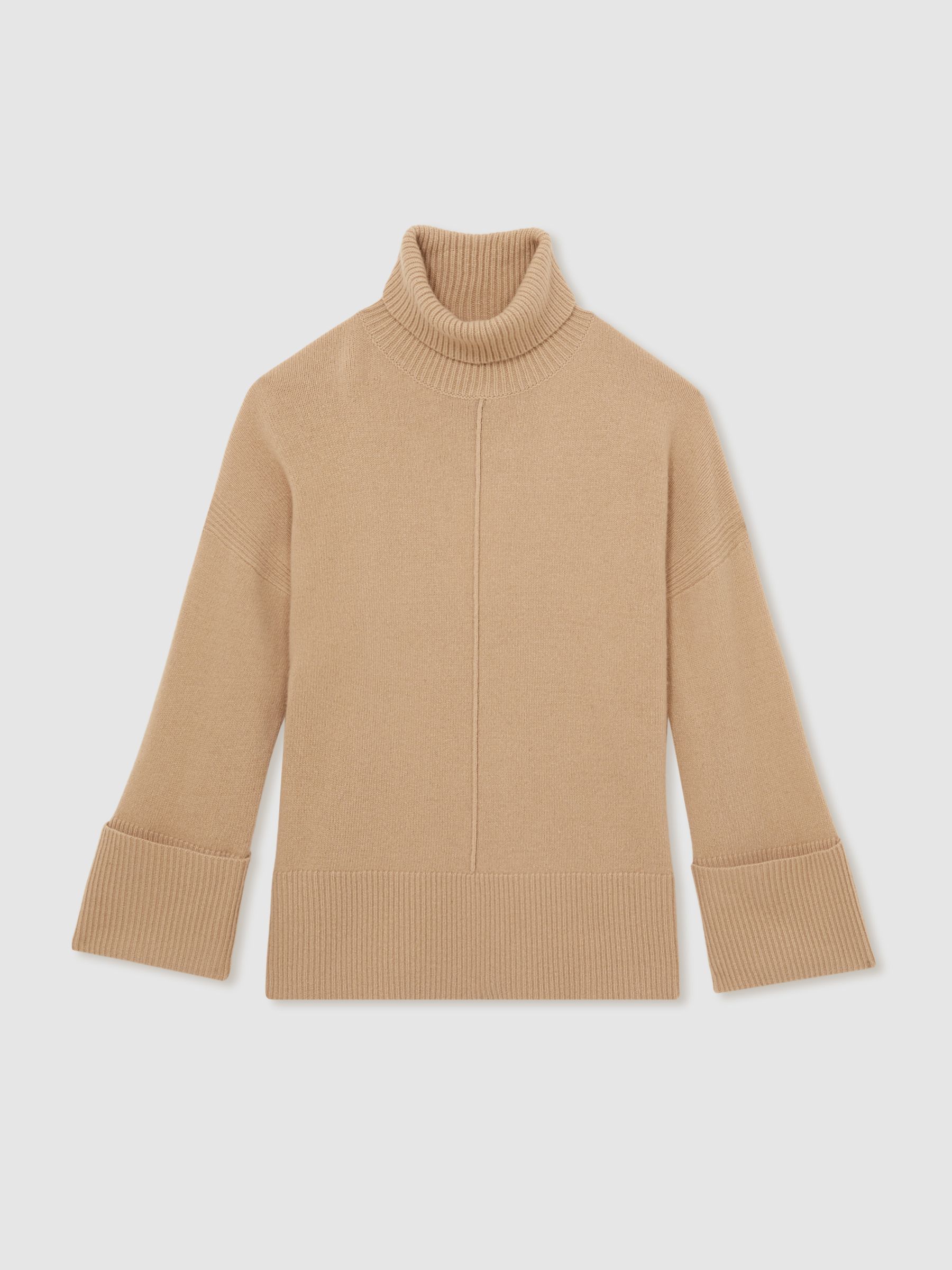 Casual Wool-Cashmere Roll Neck Jumper in Camel - Image 2 of 6