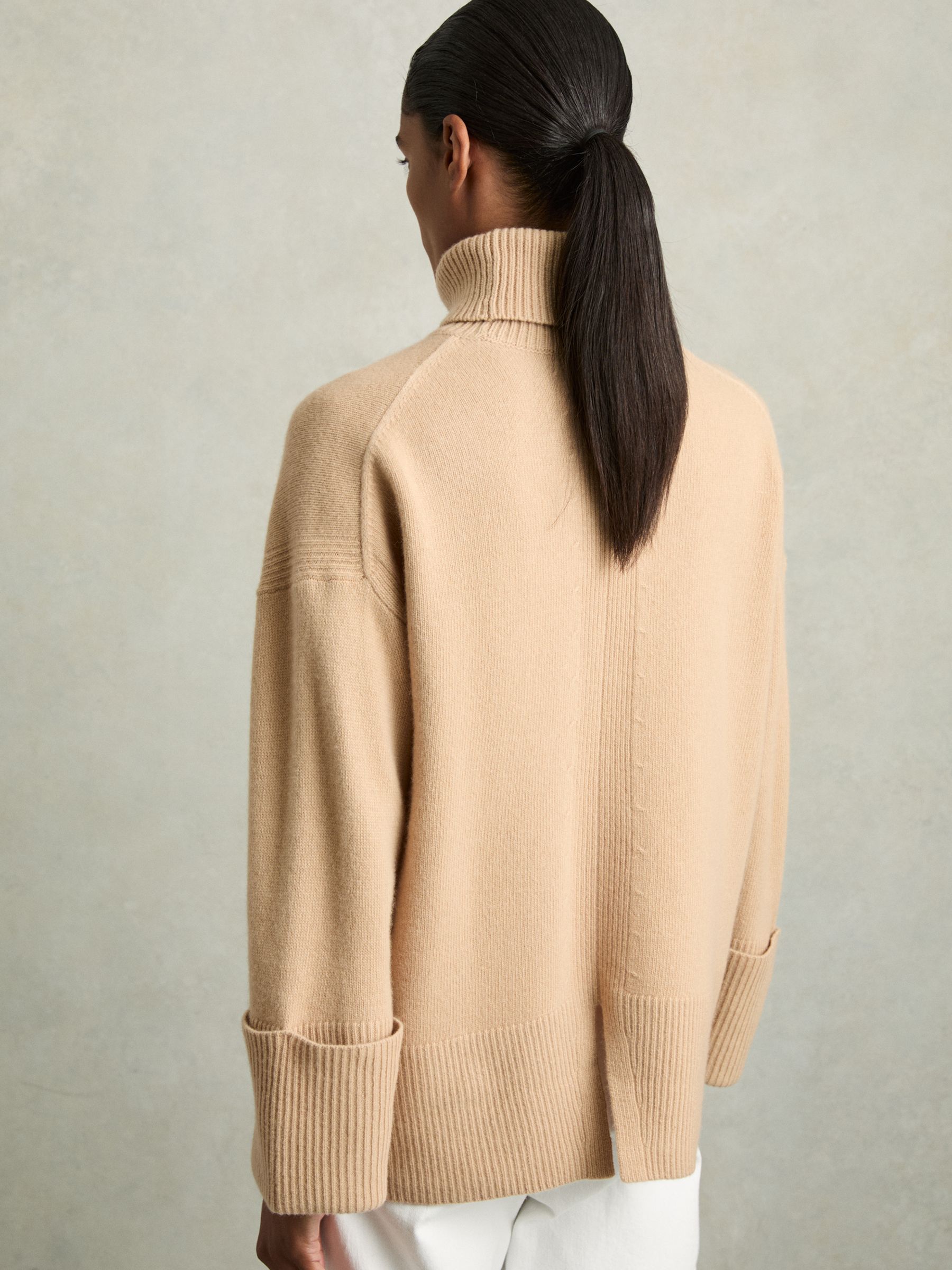 Casual Wool-Cashmere Roll Neck Jumper in Camel - Image 5 of 6