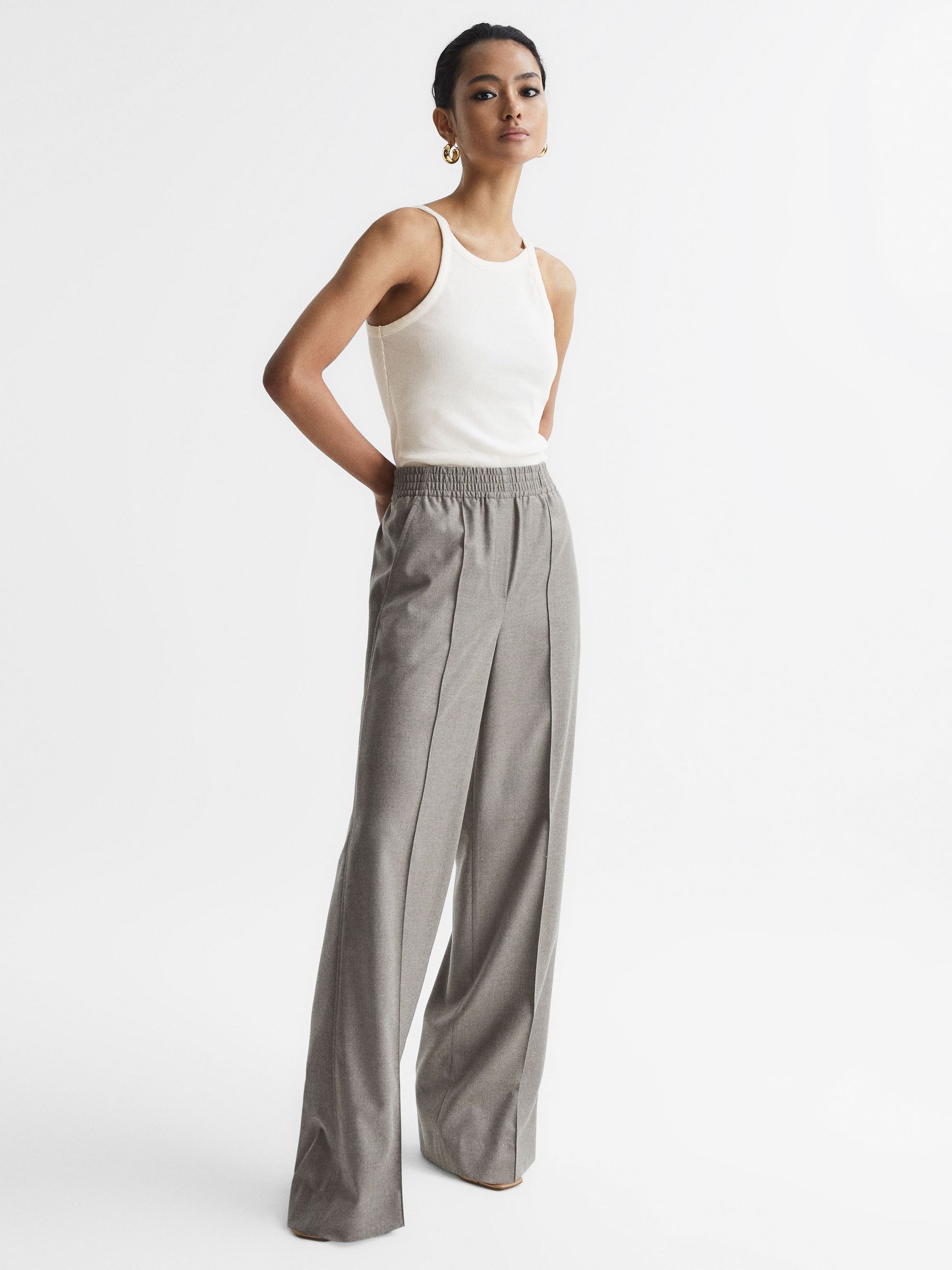 Crew Neck Ribbed Cami Vest Top in White - Image 6 of 7