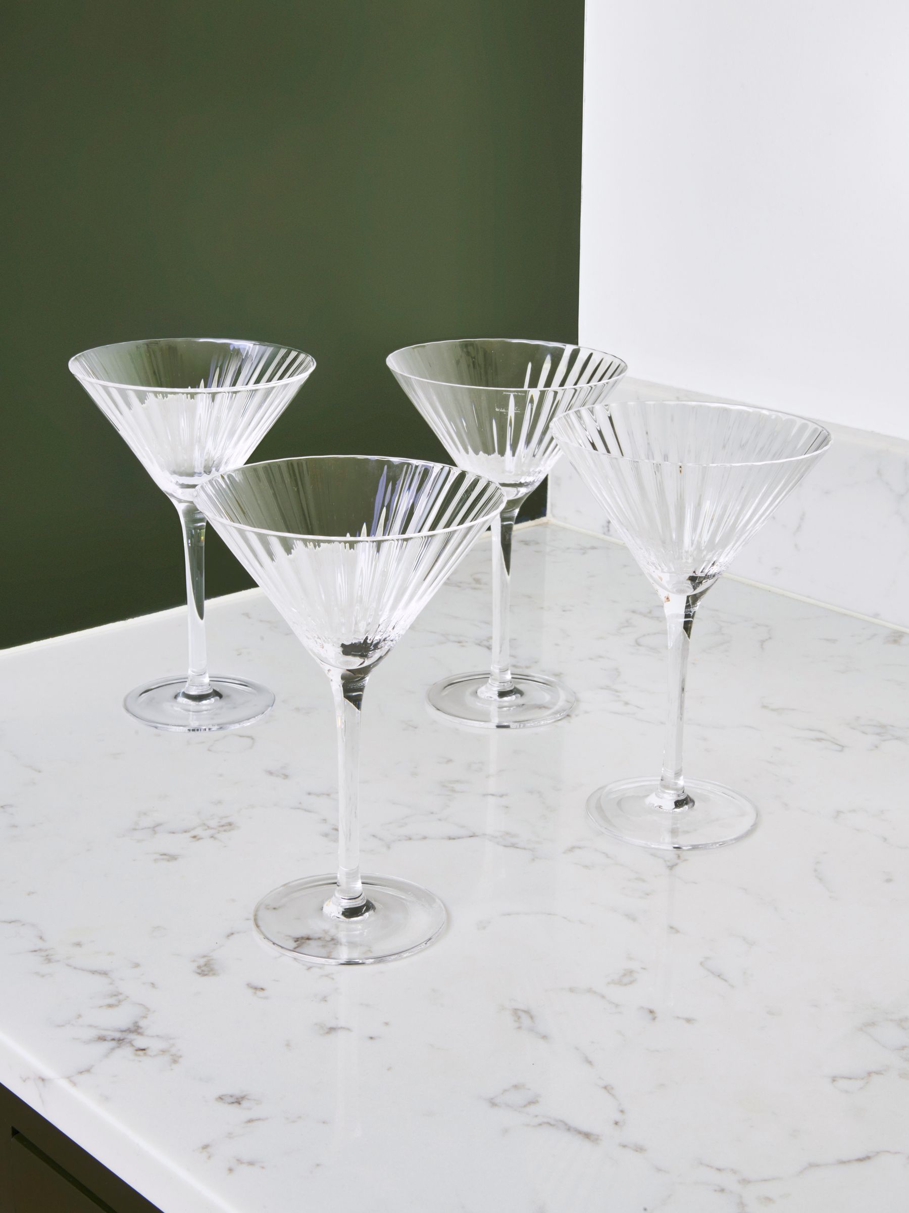 Jasper Conran London Set of 4 Clear Fluted Martini Cocktail Glasses - Image 1 of 6
