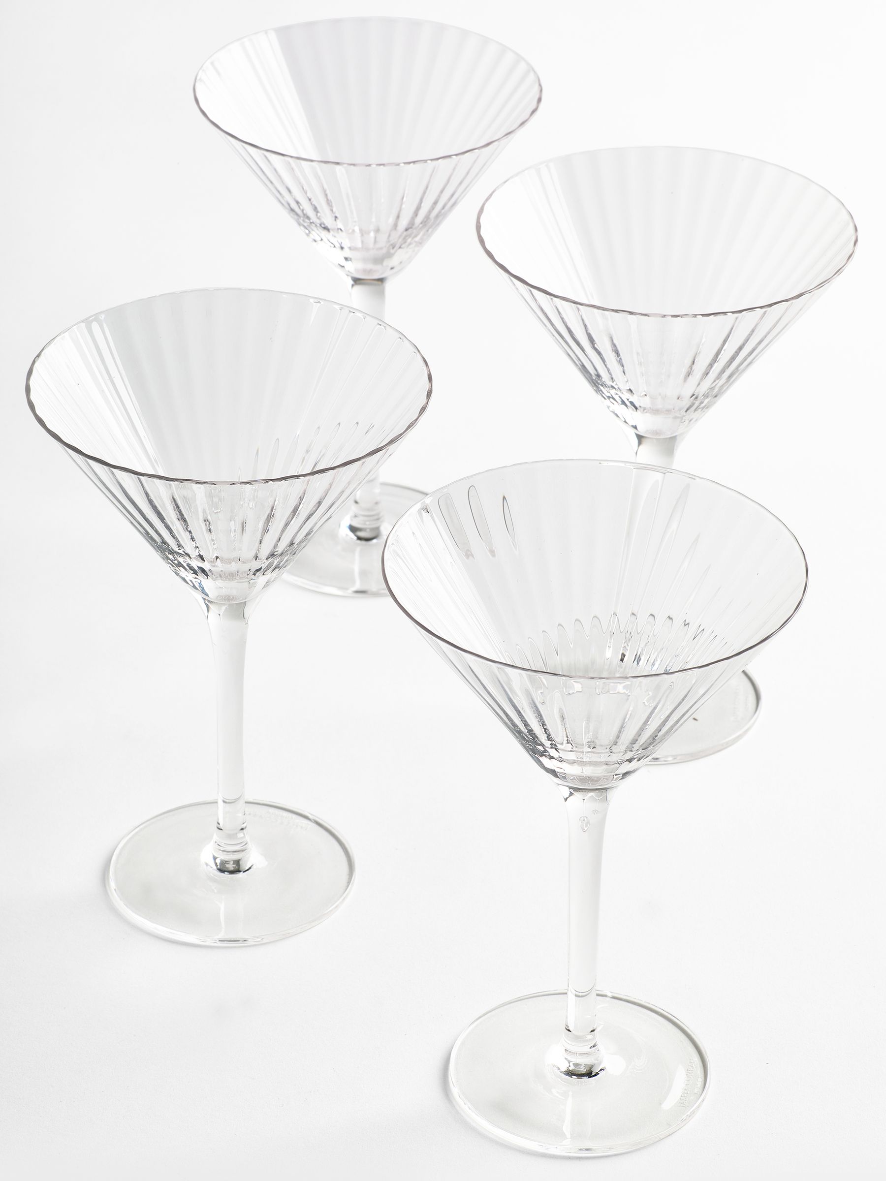 Jasper Conran London Set of 4 Clear Fluted Martini Cocktail Glasses - Image 2 of 6