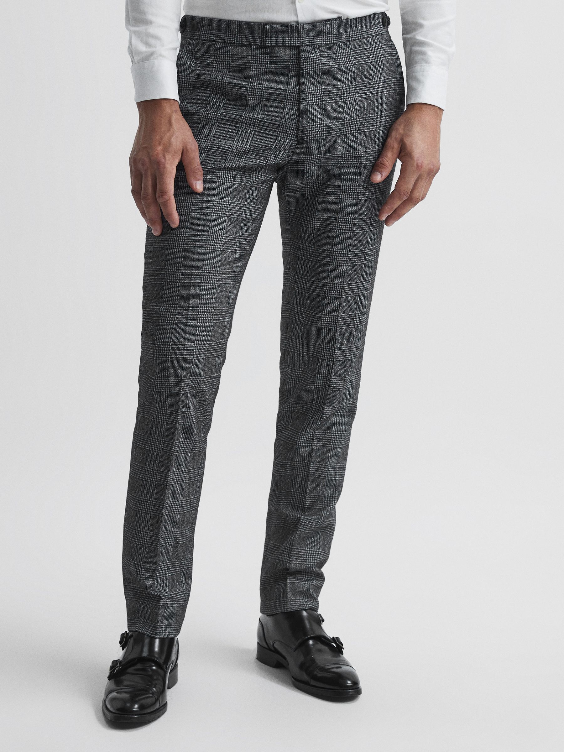 Babbington Navy Check Mixer Slim Fit Trousers - Image 1 of 5