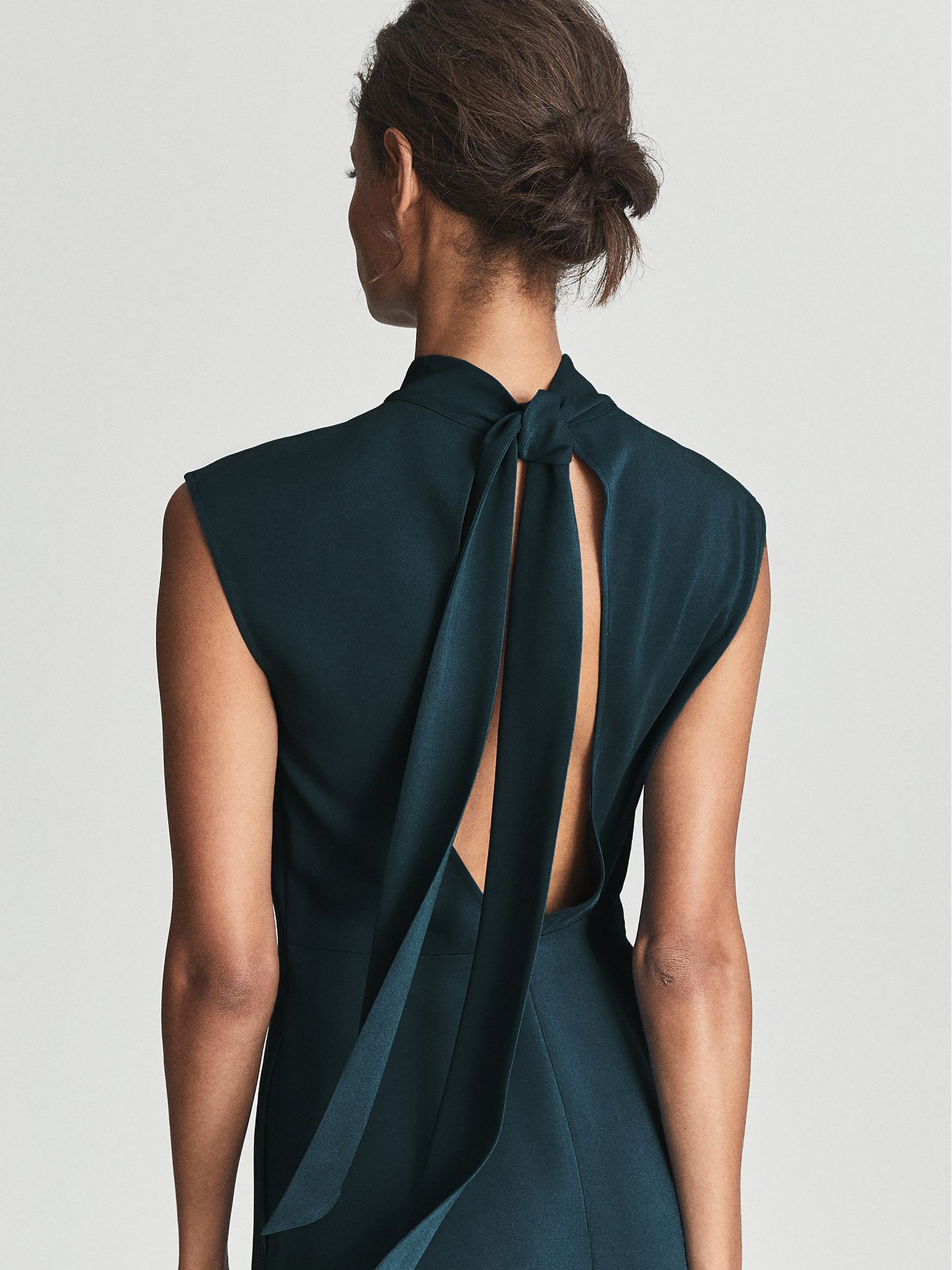reiss livvy open back dress Reiss Open Back Midi Dress in Teal