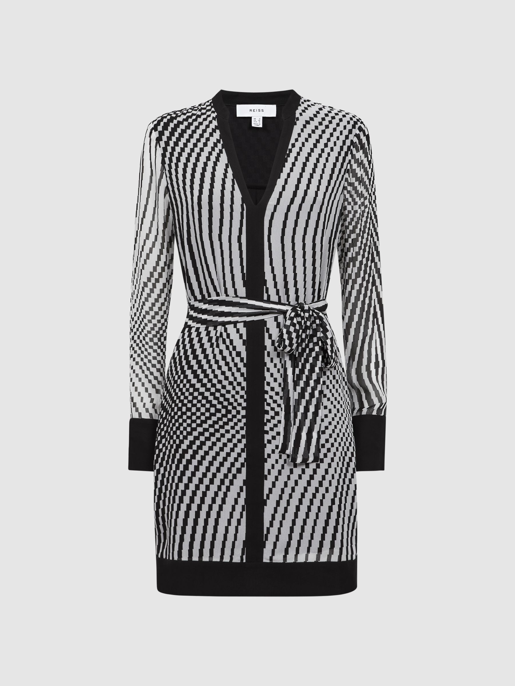 Check Belted Mini Dress in Black/White - Image 2 of 5