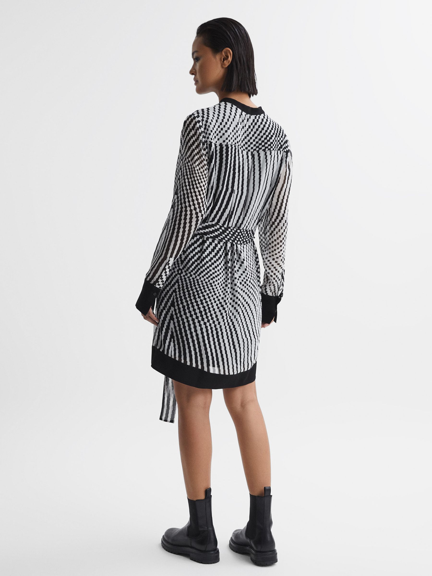 Check Belted Mini Dress in Black/White - Image 5 of 5