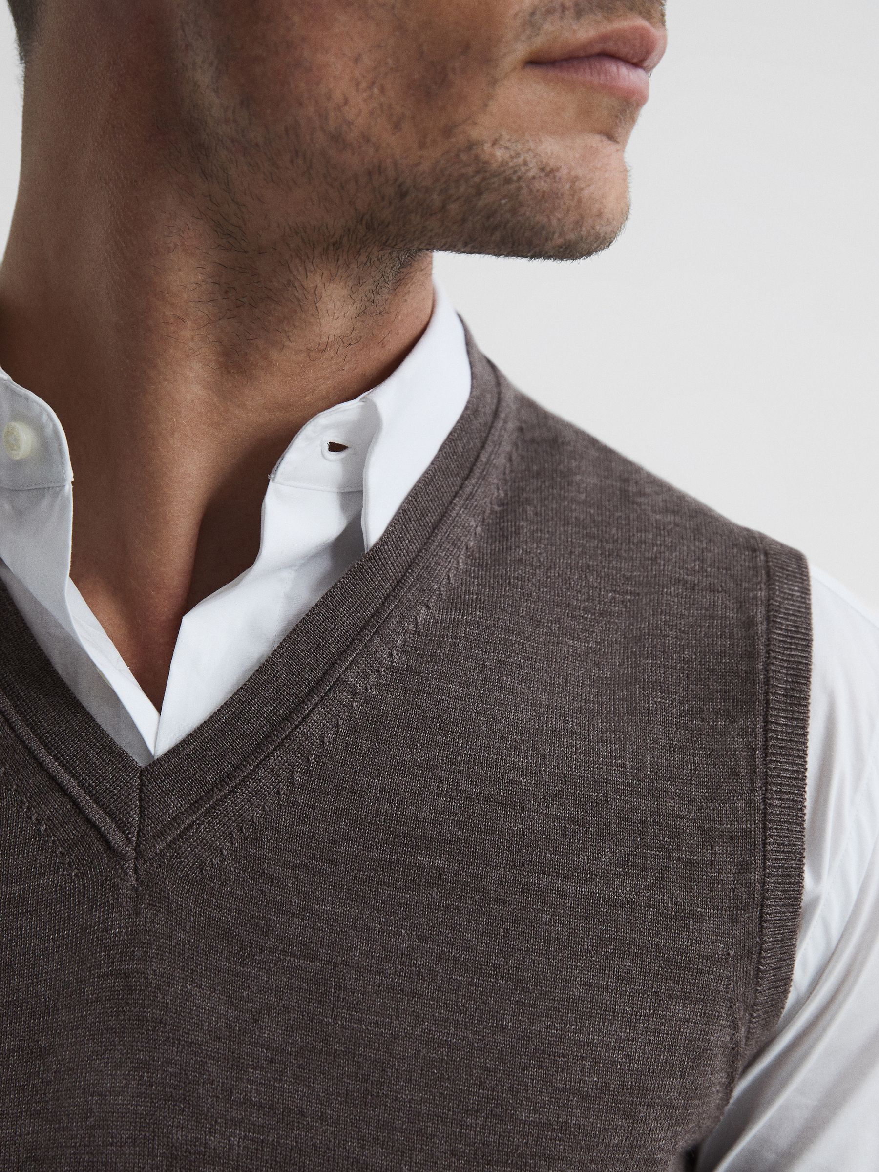 Sleeveless Merino Vest in Mouse Melange - Image 4 of 6