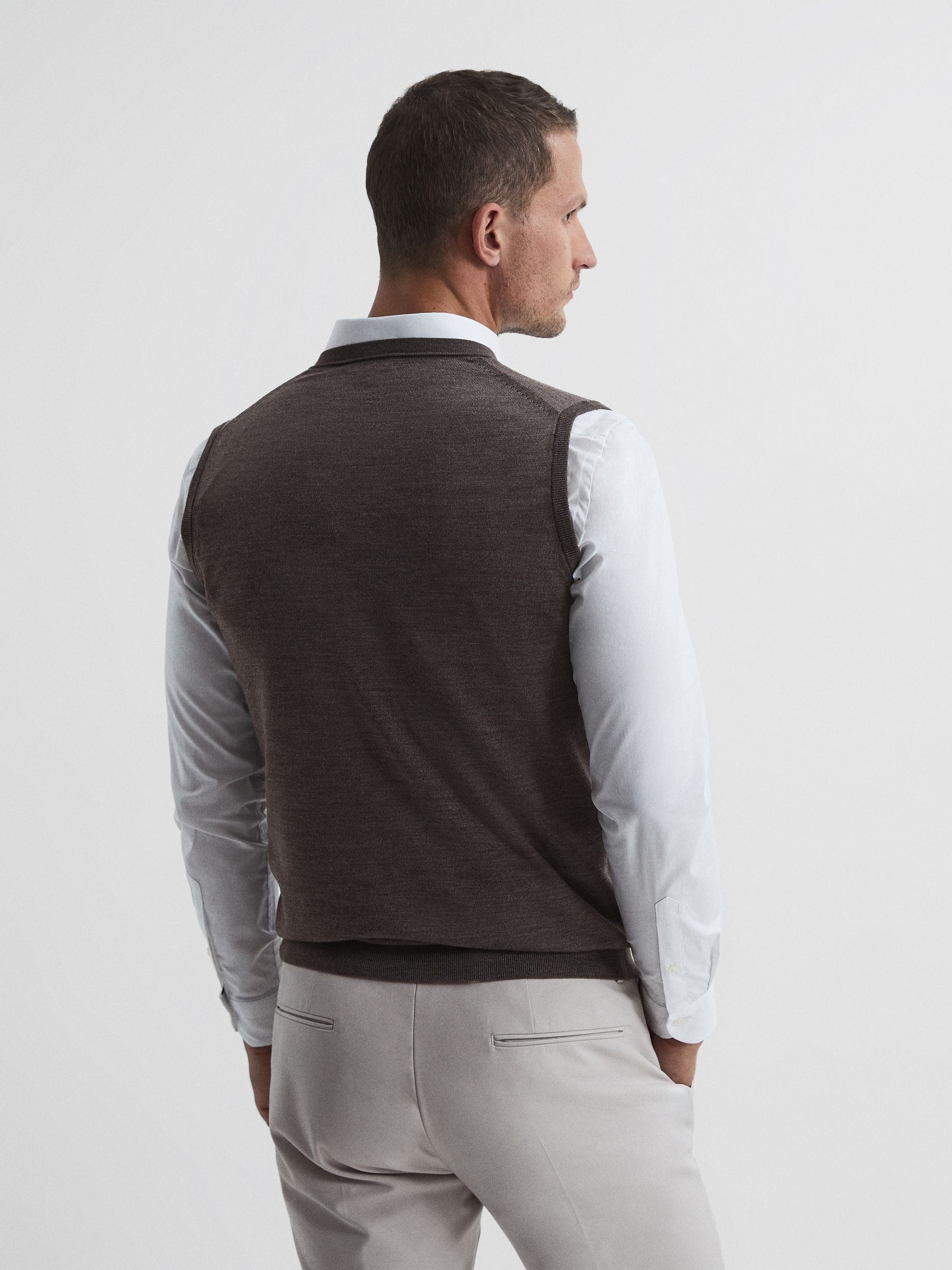 Sleeveless Merino Vest in Mouse Melange - Image 5 of 6