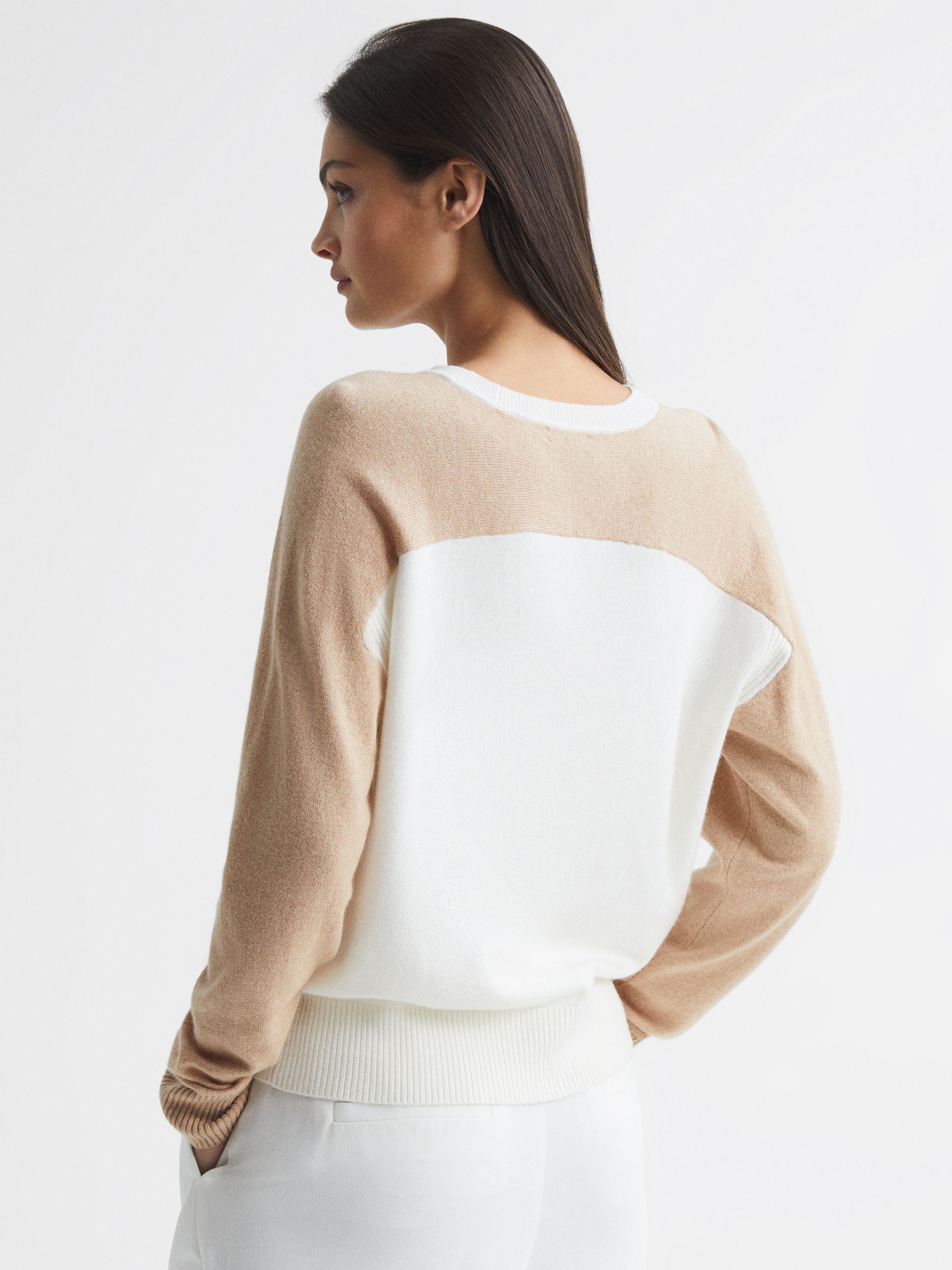 Colourblock Knitted Jumper in Ivory/Camel - Image 5 of 6