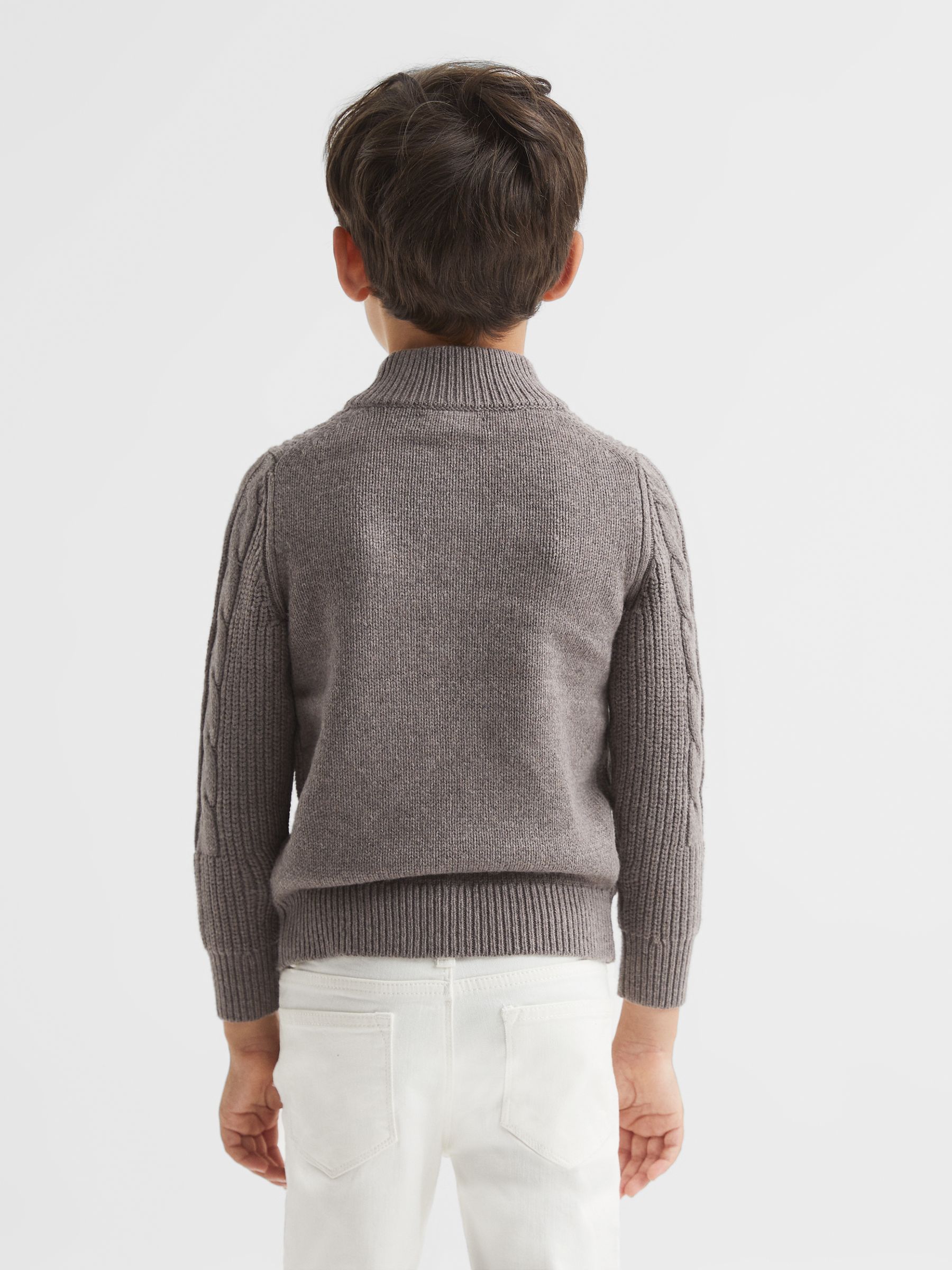 Senior Zip Neck Jumper in Mink - Image 5 of 7