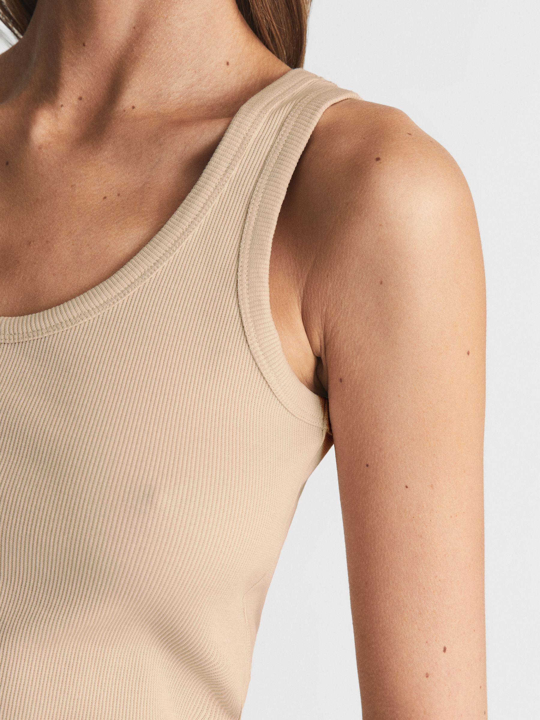 Scoop Neck Jersey Vest Top in Neutral - Image 4 of 5