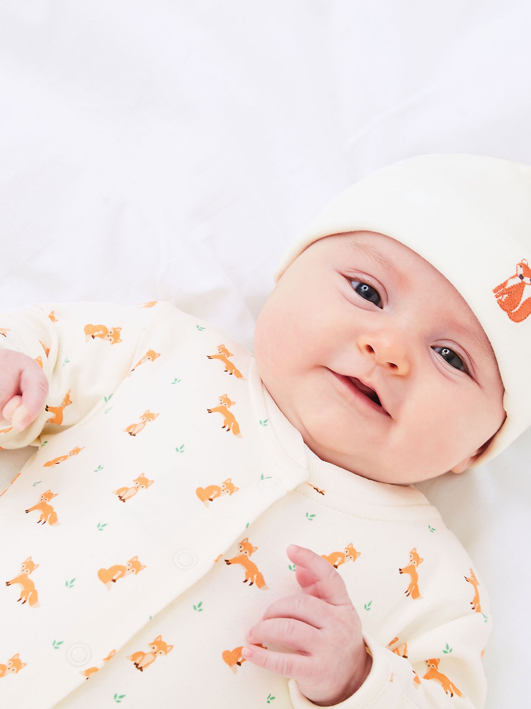 Fox Embroidered Cotton Baby Hat - Image 1 of 2