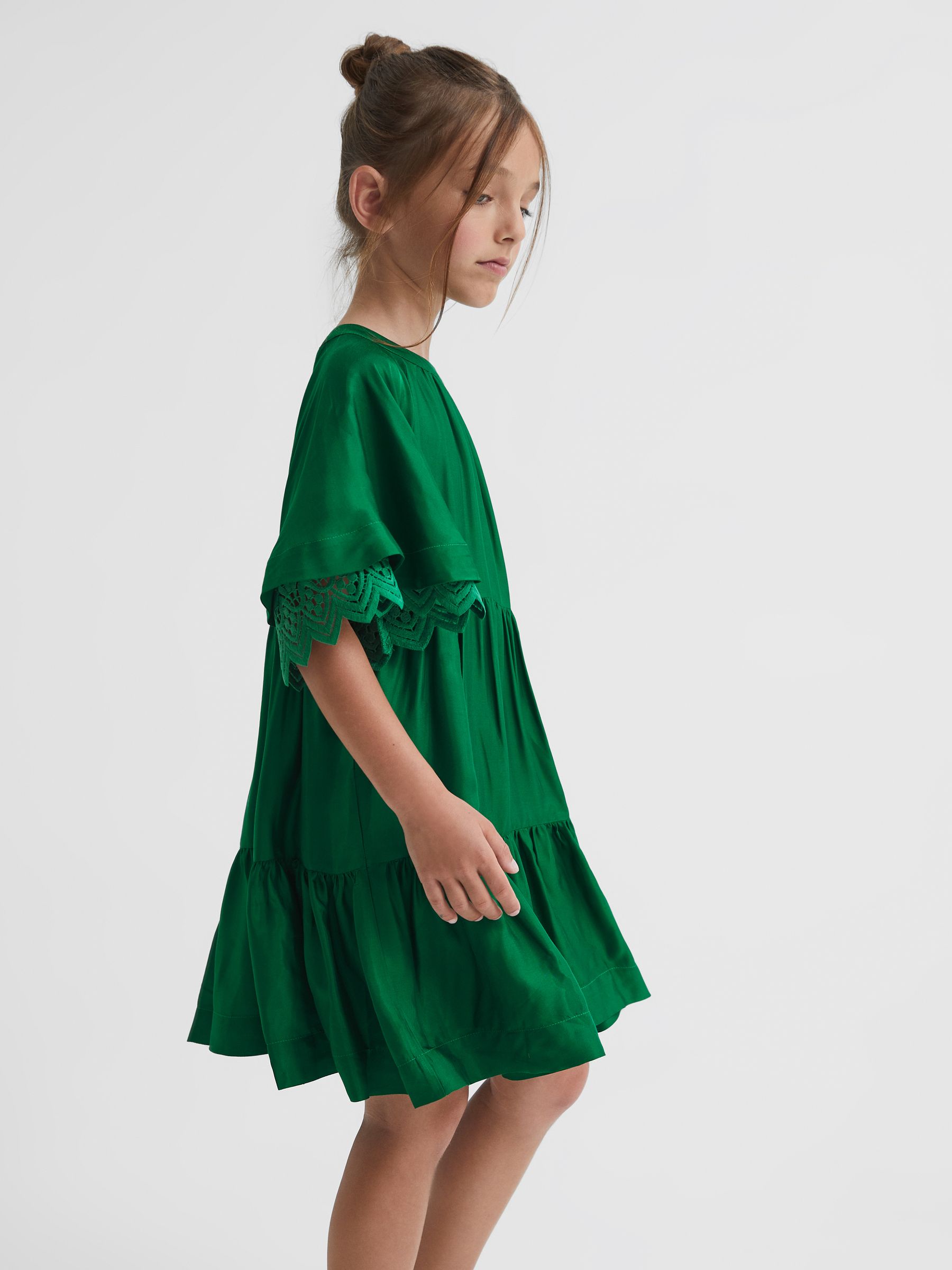 Senior Lace Sleeve Dress in Green - Image 6 of 8