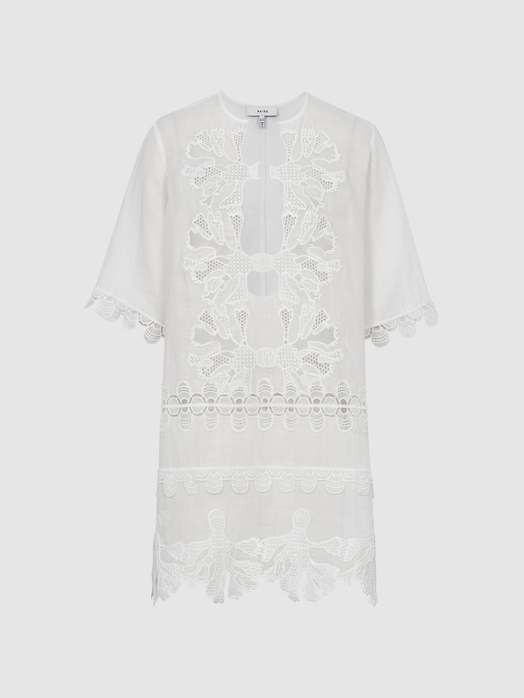 Embroidered Kaftan in White - Image 2 of 7