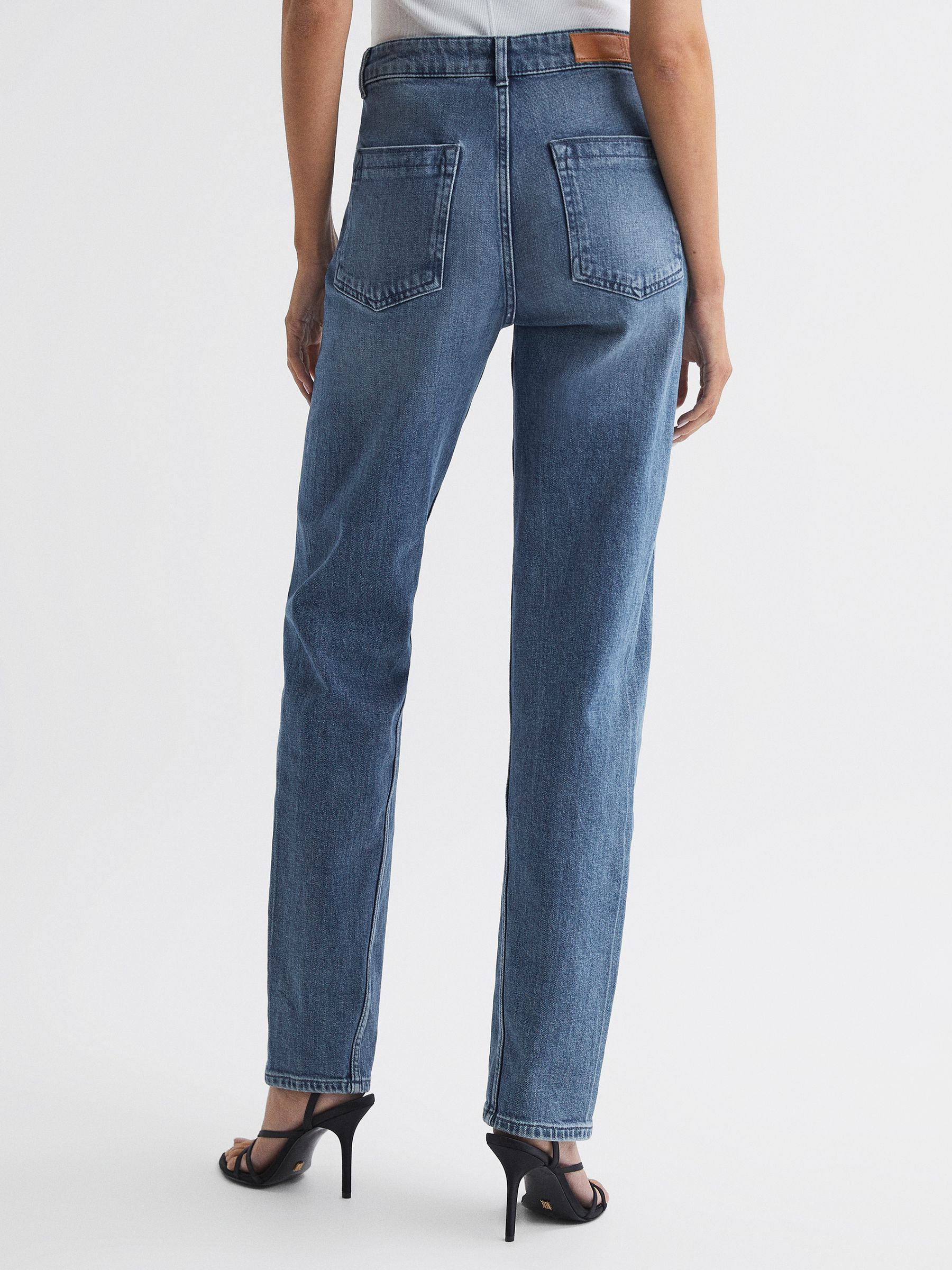 Mid Rise Straight Leg Jeans in Mid Blue - Image 5 of 9
