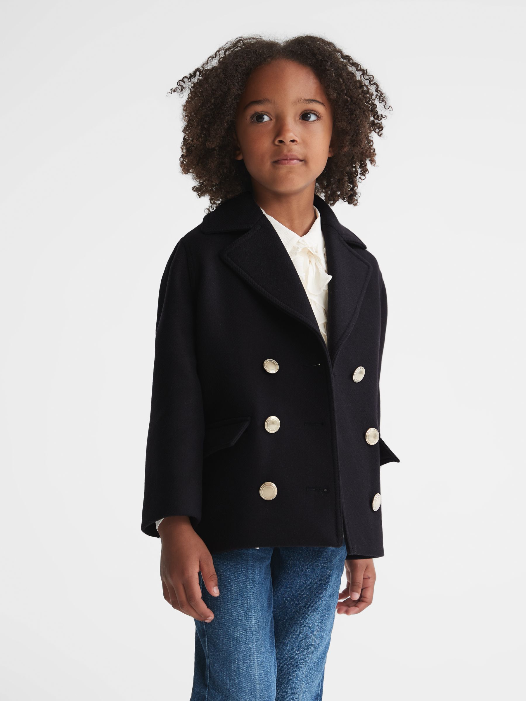 4-9 yrs Wool Pea Coat in Navy - Image 7 of 8