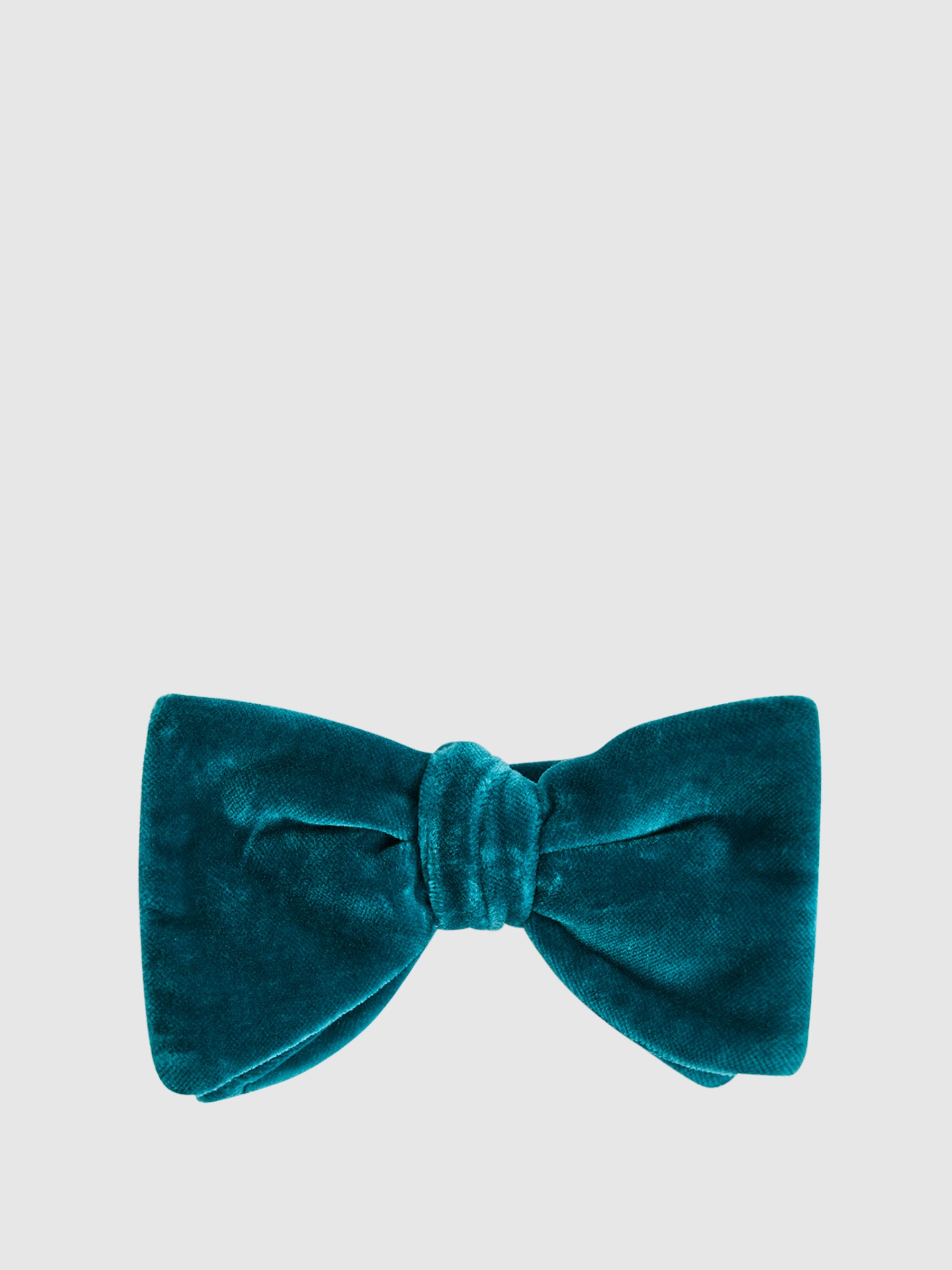 Velvet Bow Tie in Teal - Image 1 of 4