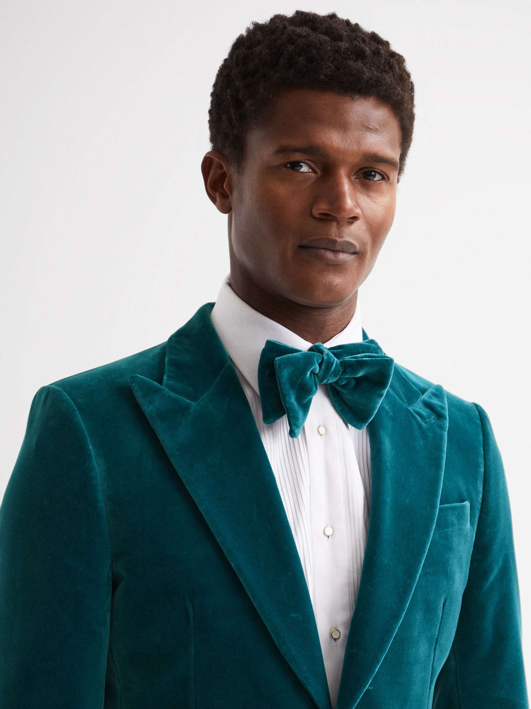 Velvet Bow Tie in Teal - Image 2 of 4