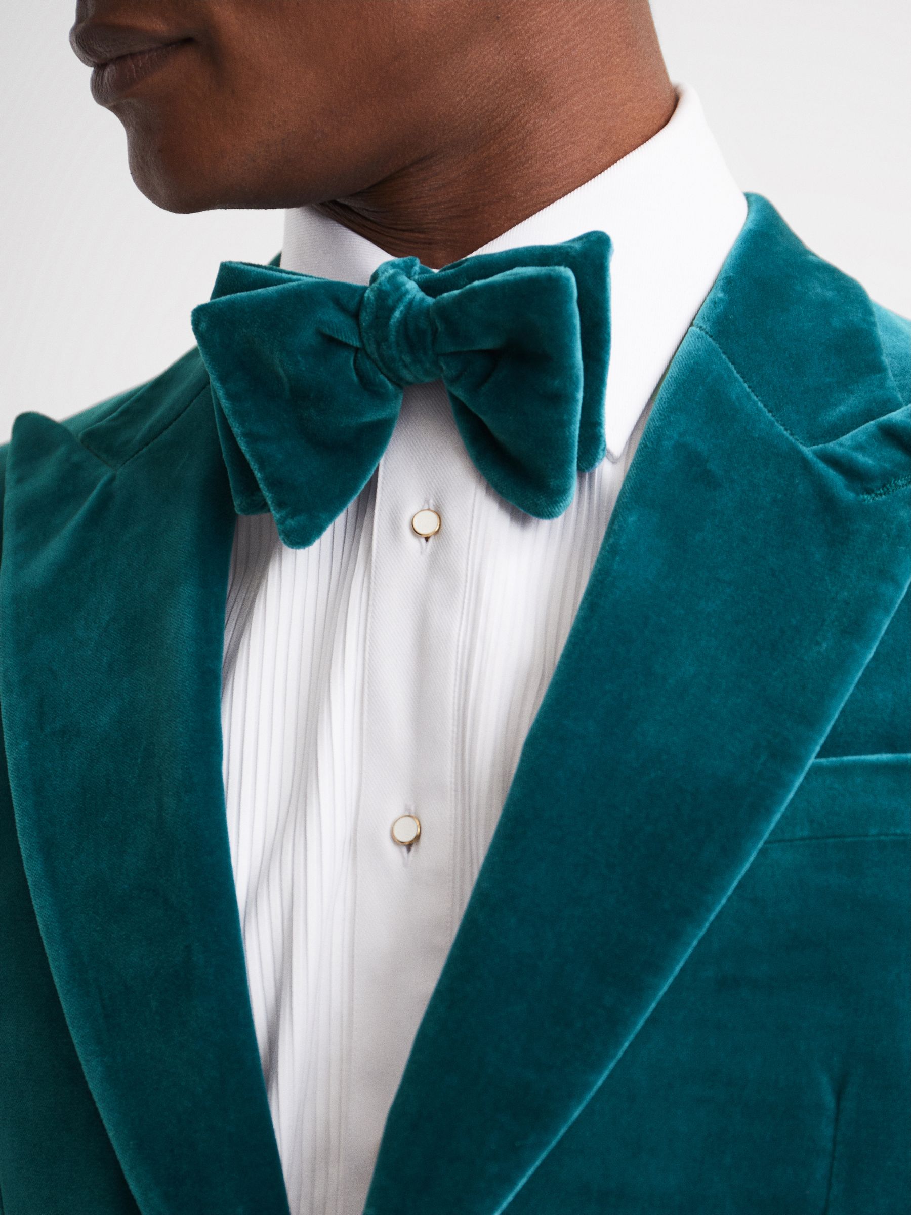 Velvet Bow Tie in Teal - Image 3 of 4