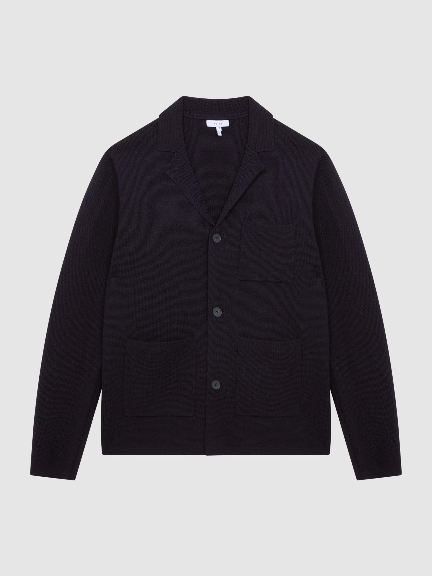 Button Through Slim Fit Wool Blazer in Navy - Image 2 of 6