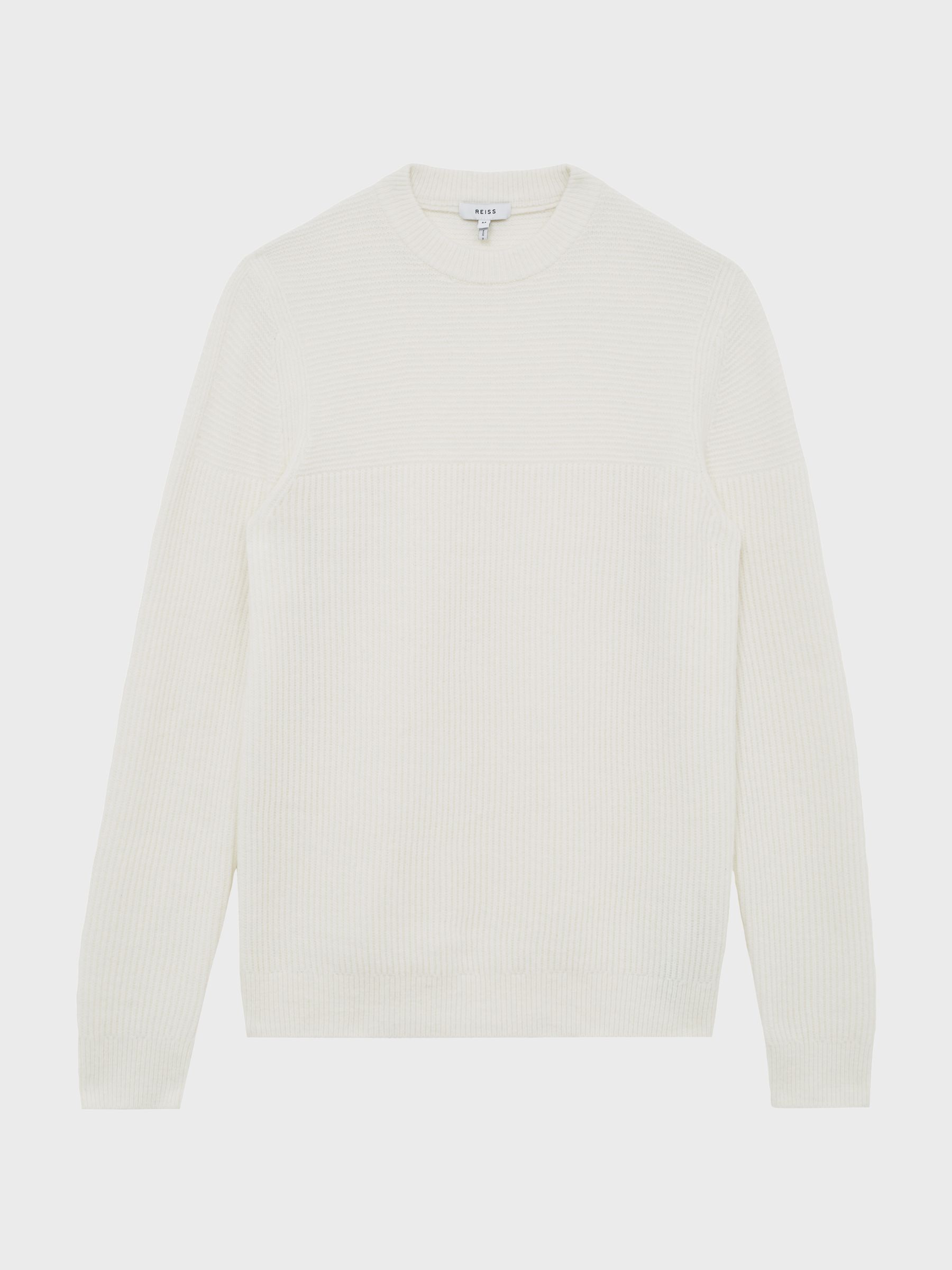 Crew Neck Ribbed Jumper in Ecru - Image 2 of 6