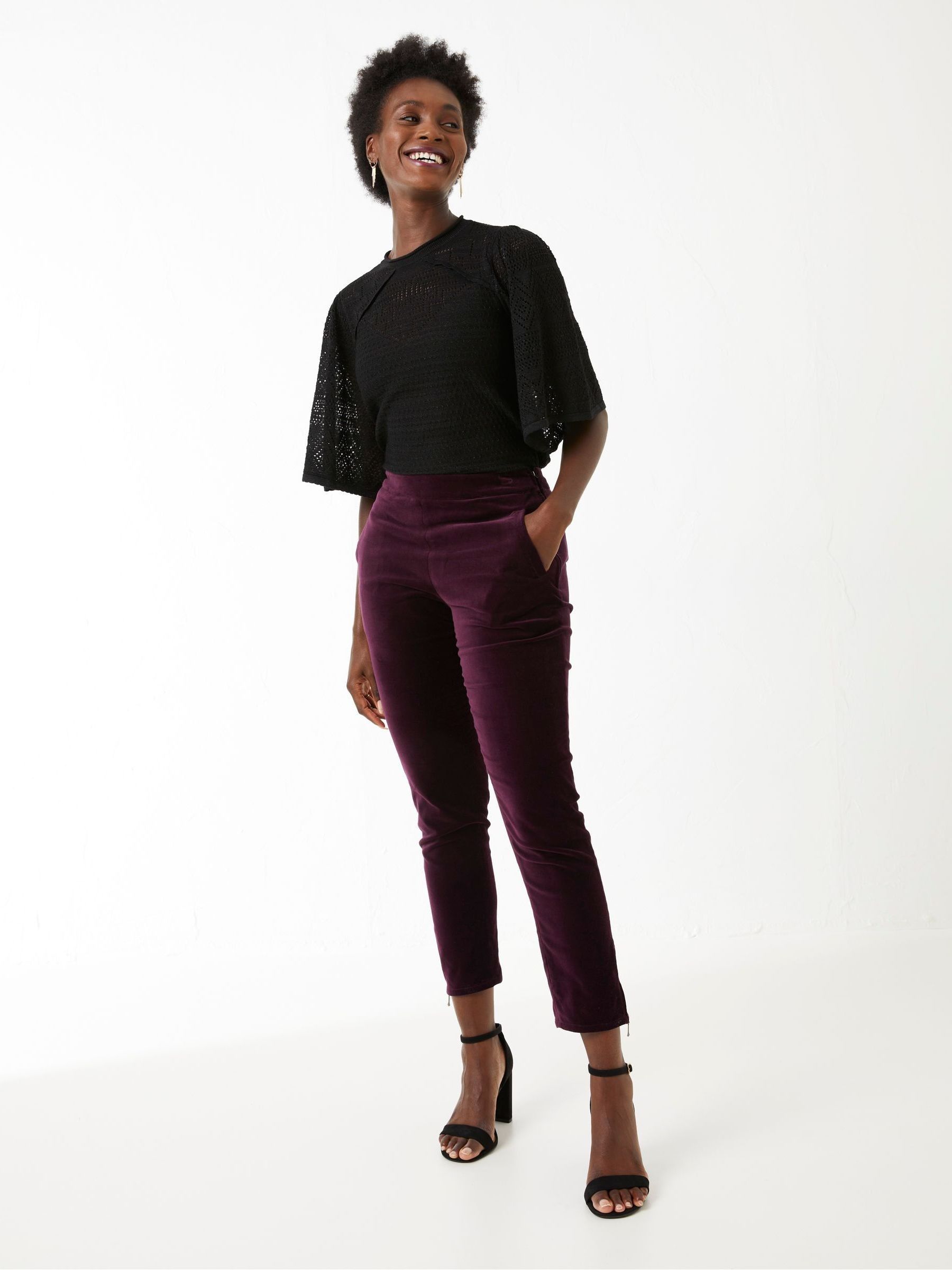 Purple Isobelle Velvet Trousers - Image 1 of 5