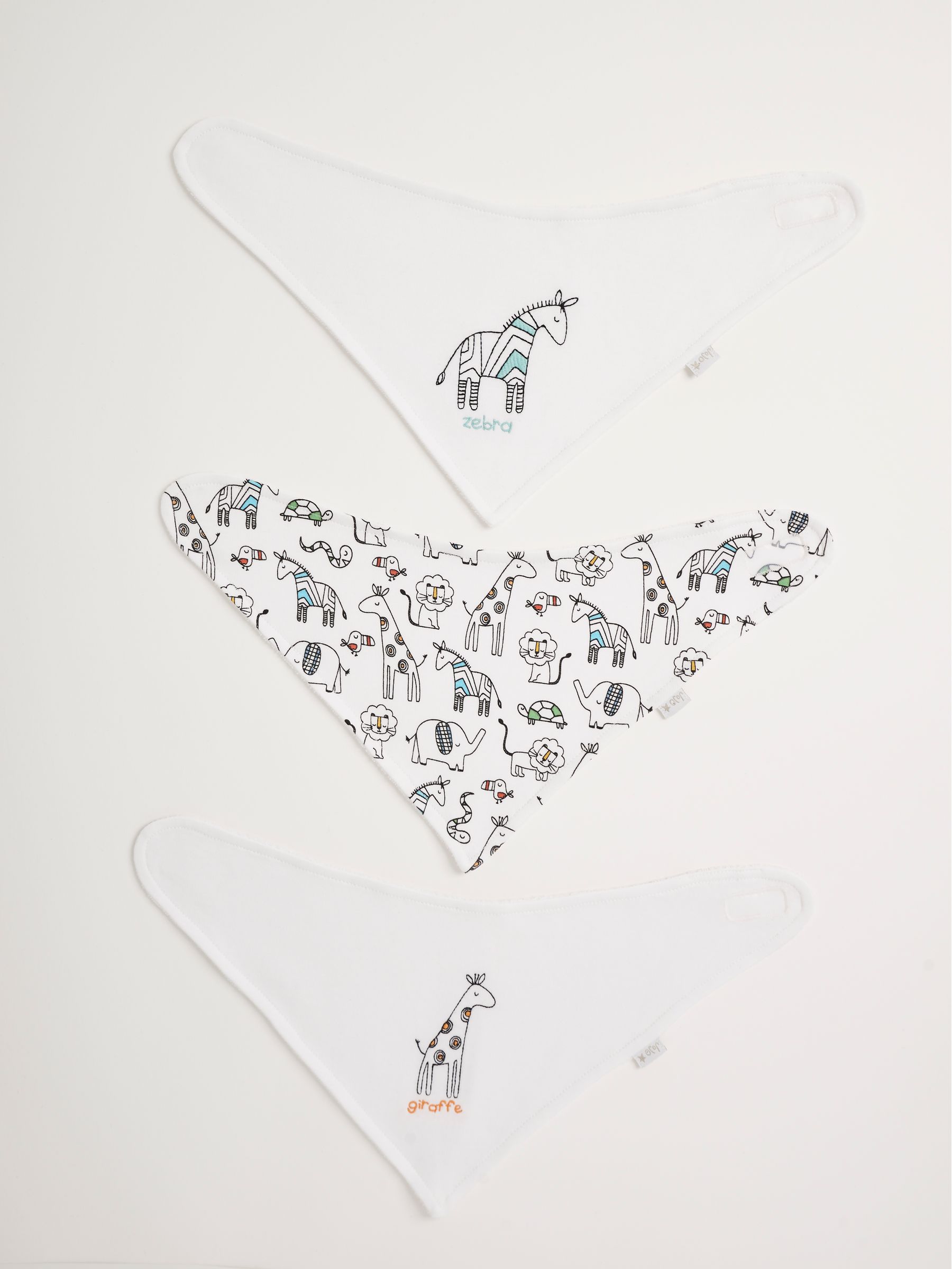 3-Pack White Safari Dribble Bibs in White - Image 1 of 3