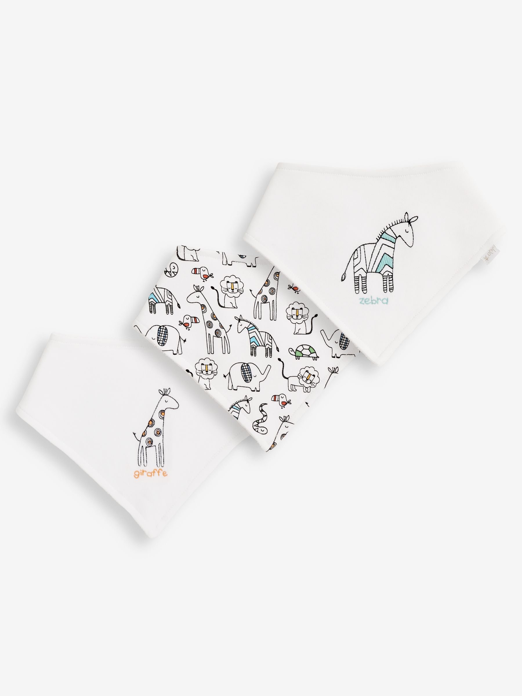 3-Pack White Safari Dribble Bibs in White - Image 3 of 3