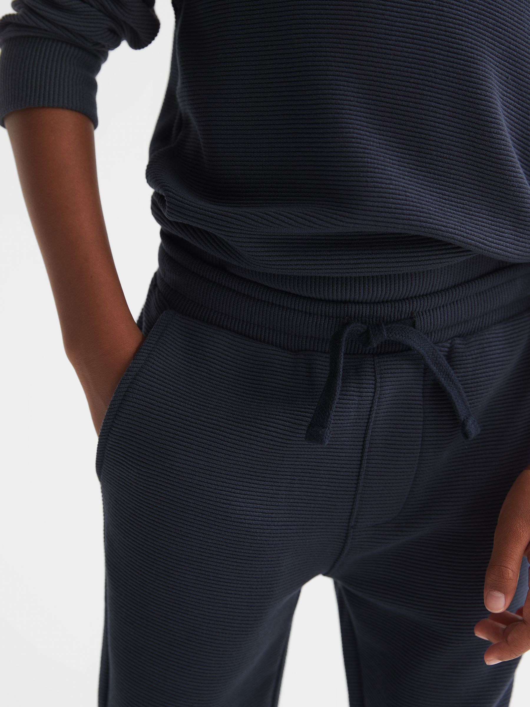 Senior Ribbed Jersey Joggers in Airforce Blue - Image 4 of 5