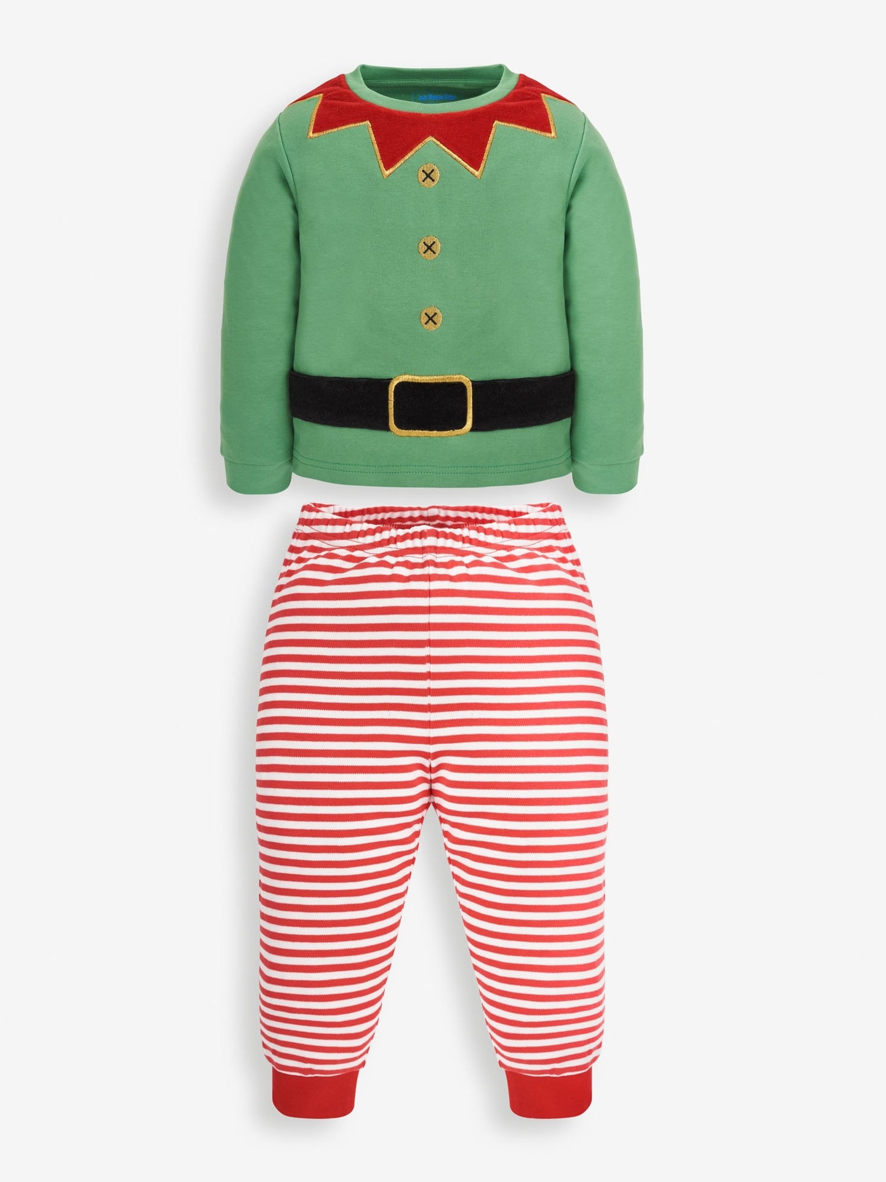 Christmas Elf Jersey Pyjamas in Red - Image 1 of 5