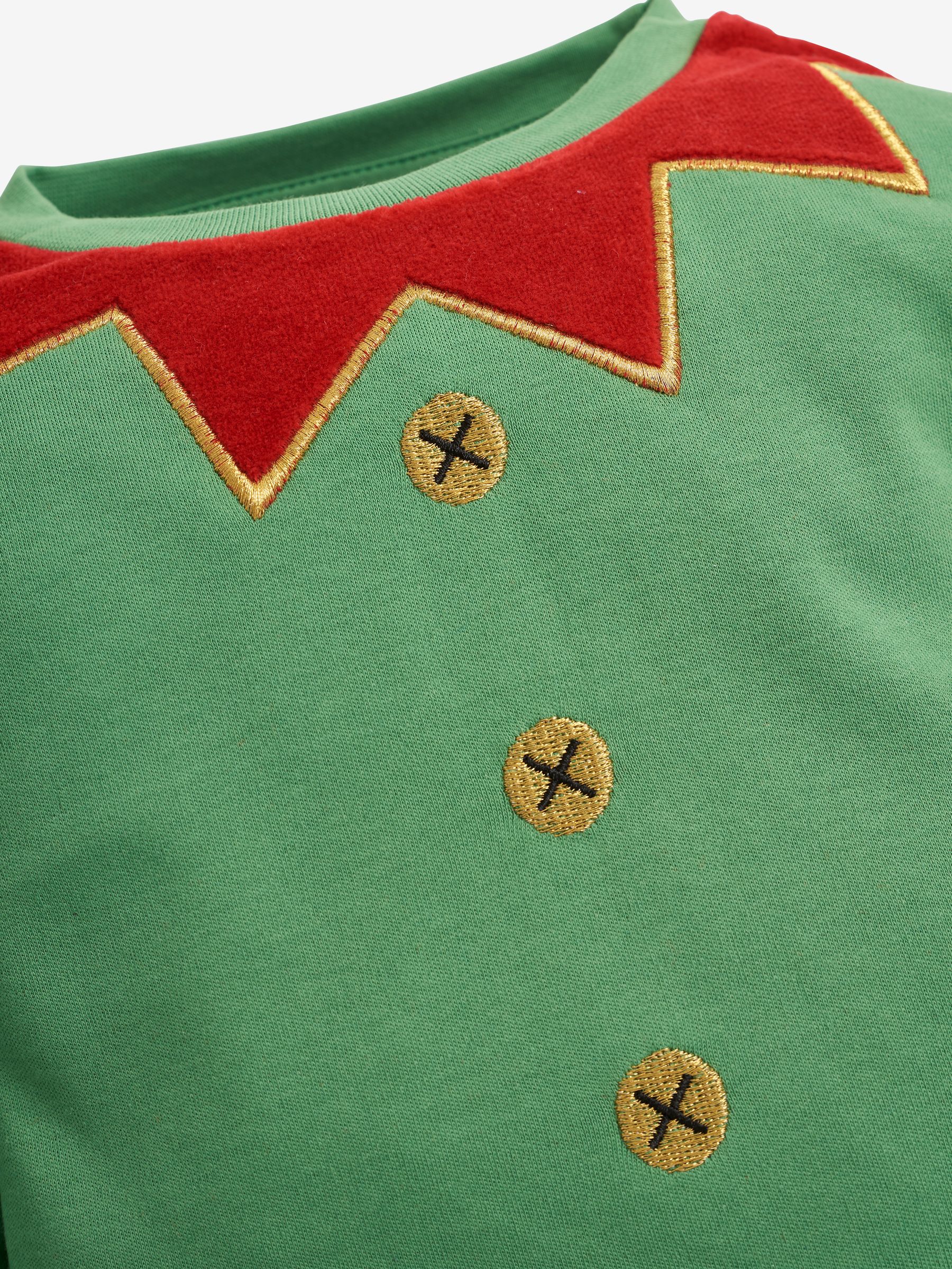 Christmas Elf Jersey Pyjamas in Red - Image 2 of 5
