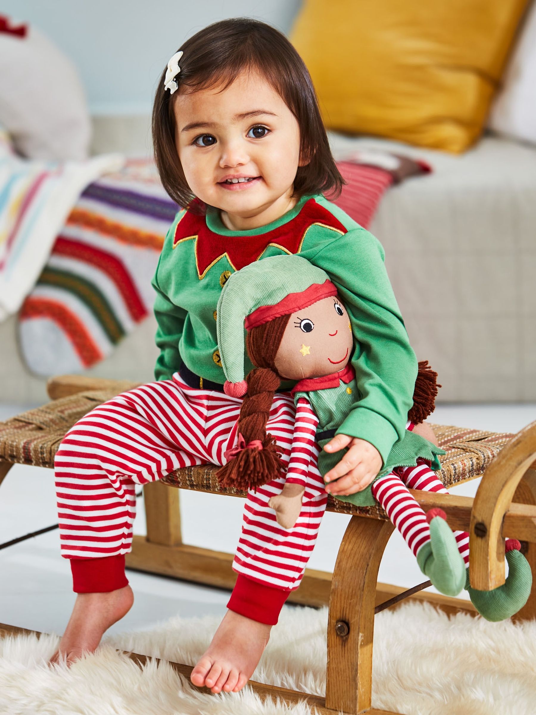 Christmas Elf Jersey Pyjamas in Red - Image 3 of 5