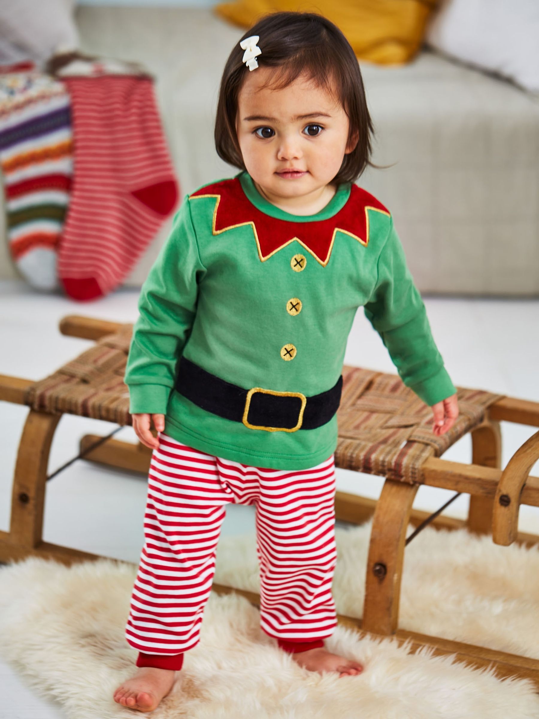 Christmas Elf Jersey Pyjamas in Red - Image 4 of 5