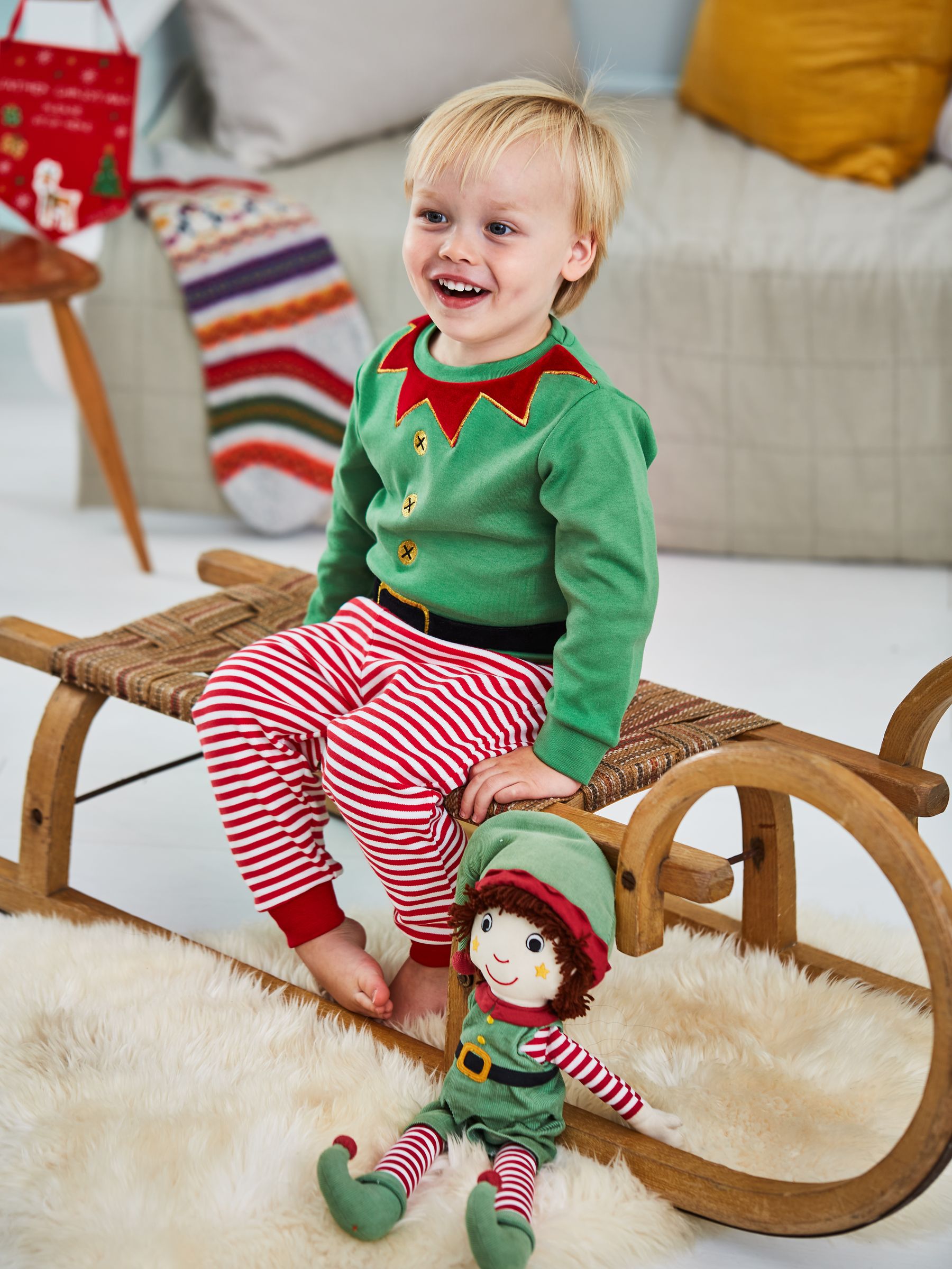 Christmas Elf Jersey Pyjamas in Red - Image 5 of 5