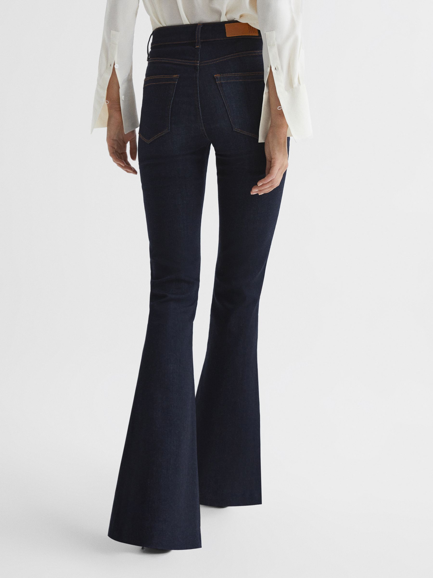 High Rise Flared Jeans in Dark Blue - Image 5 of 8