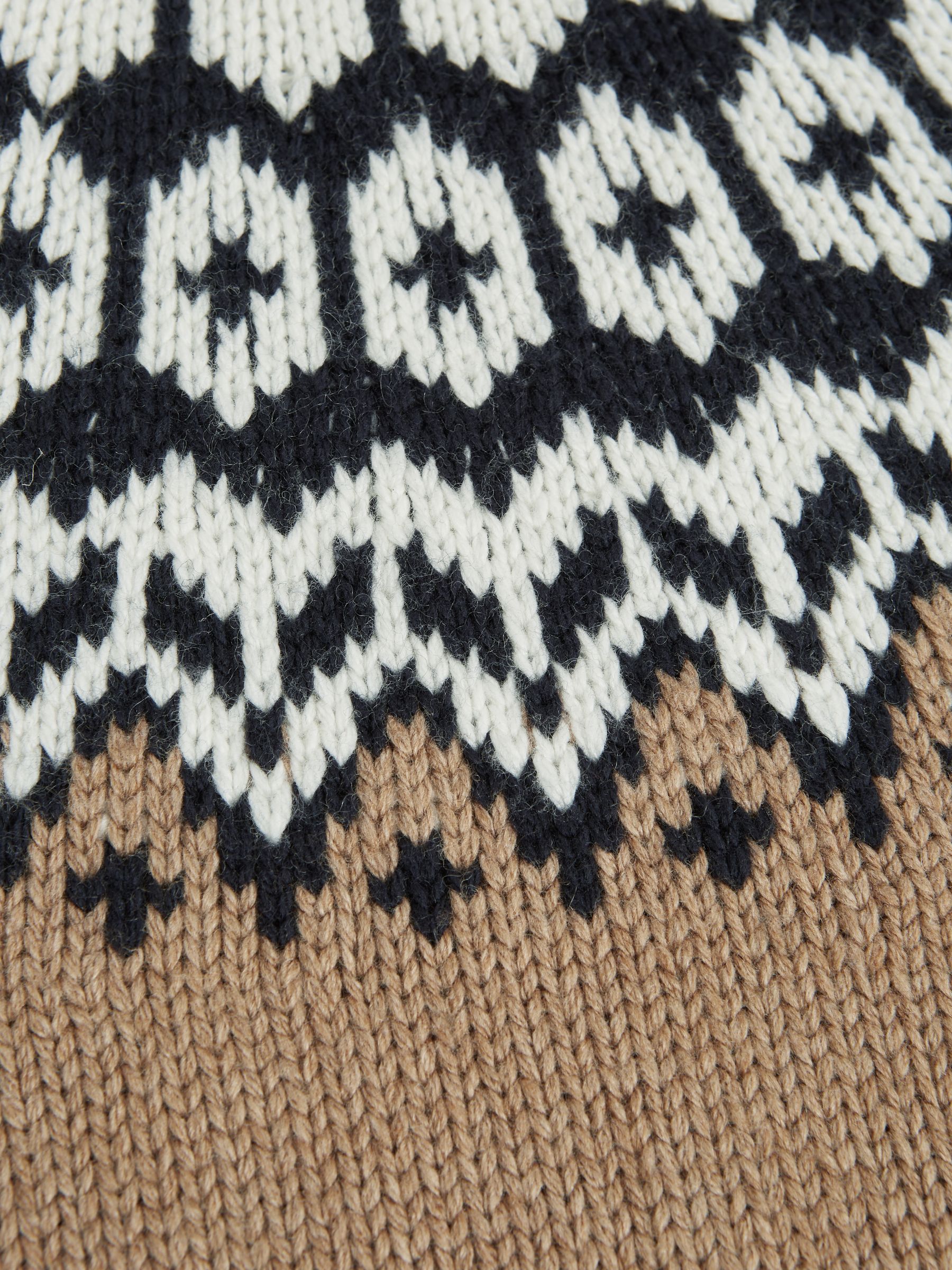 Junior Fairisle Pattern Crew Neck Wool Cashmere Jumper in Camel - 圖片 7/7