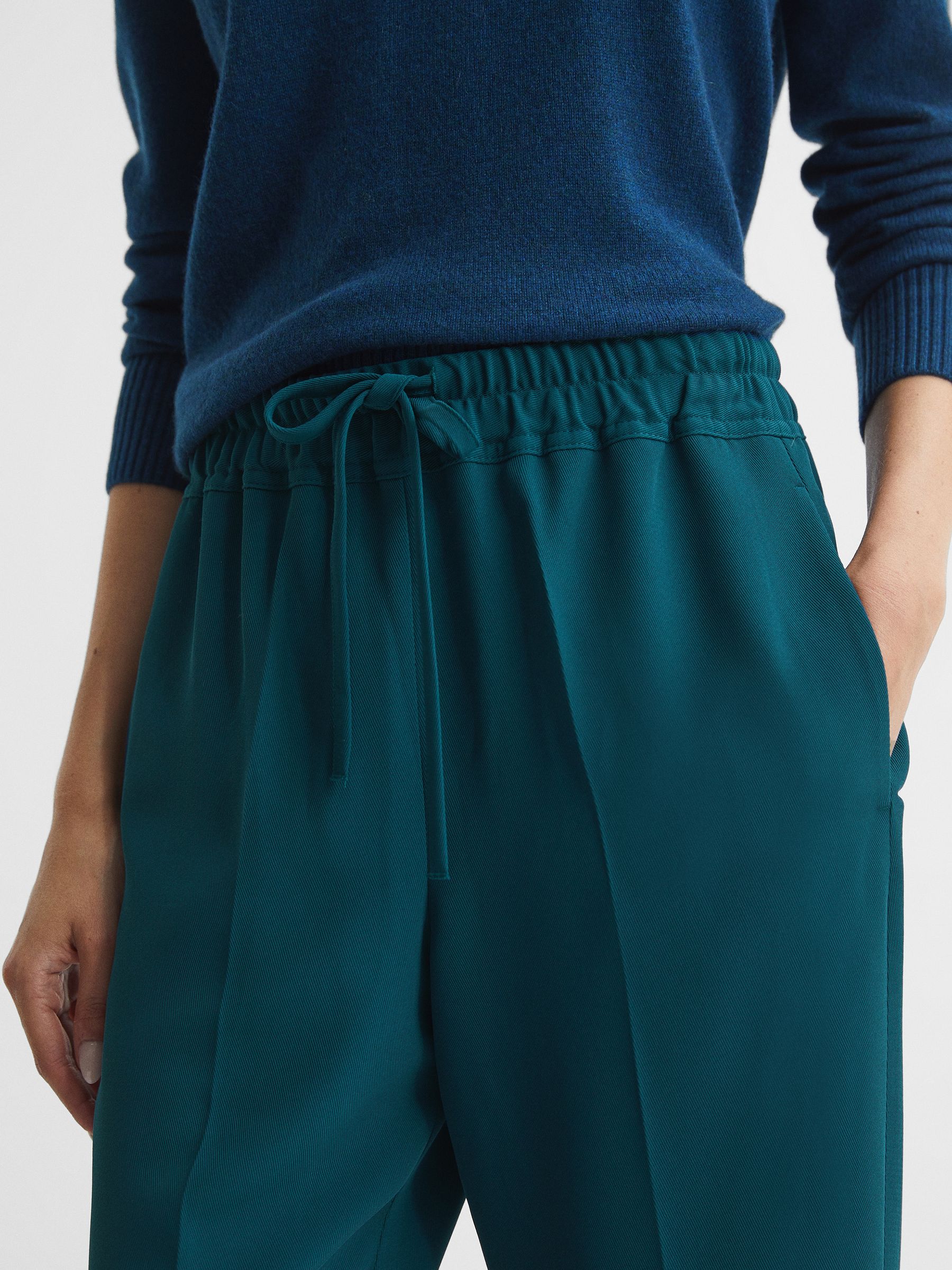 Tapered Pull On Trousers in Dark Teal - Image 4 of 7