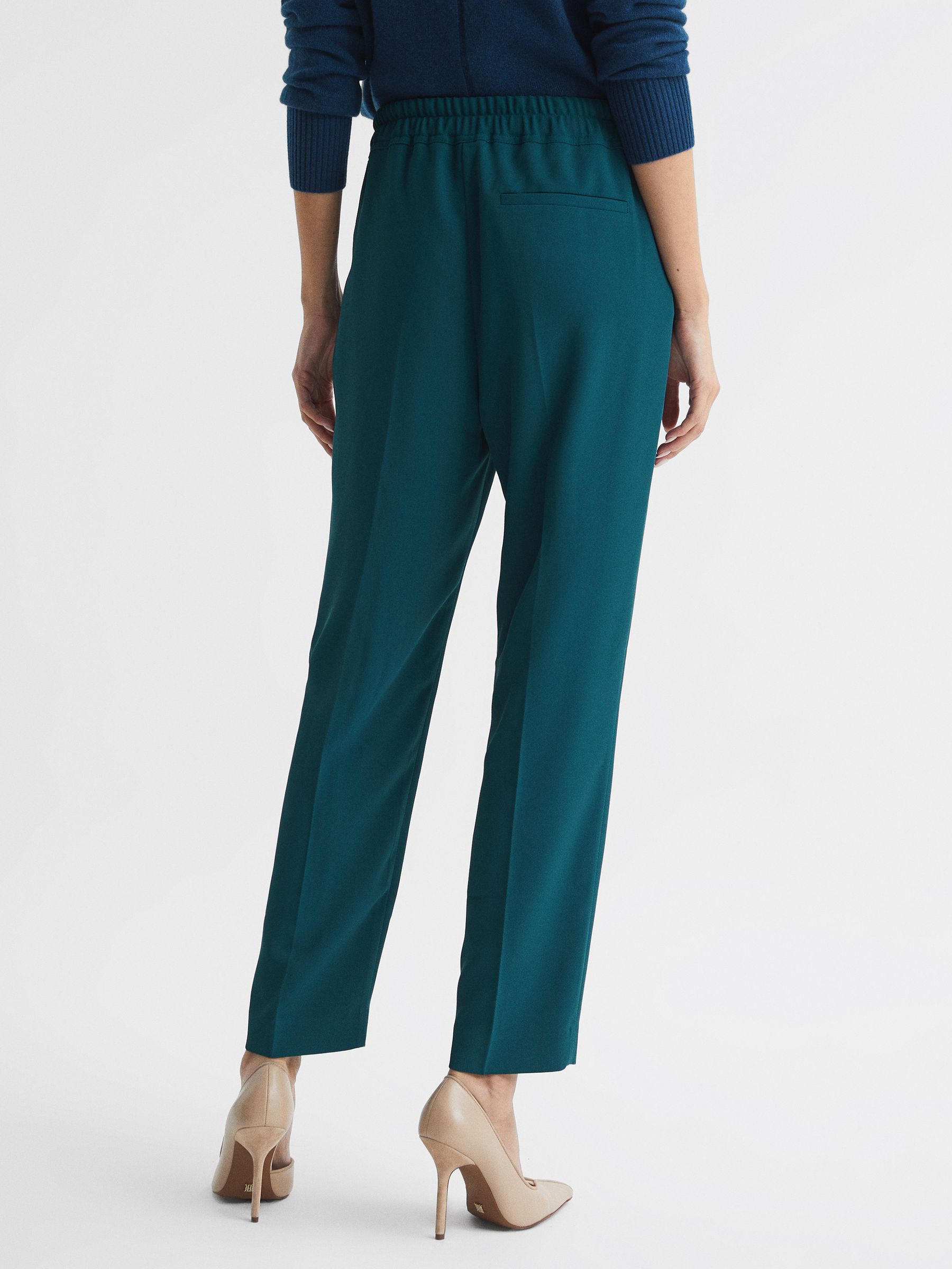 Tapered Pull On Trousers in Dark Teal - Image 5 of 7