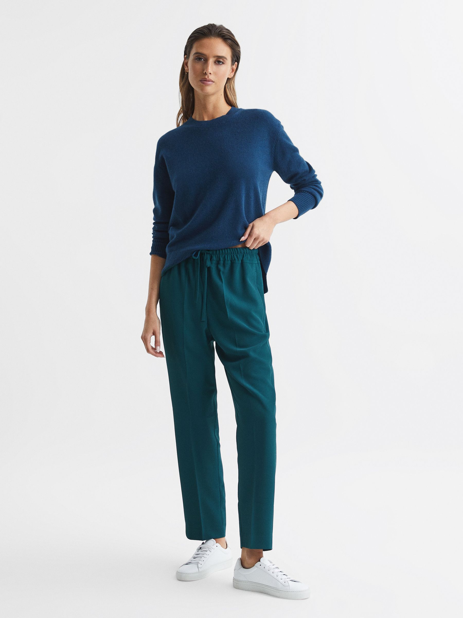 Tapered Pull On Trousers in Dark Teal - Image 6 of 7