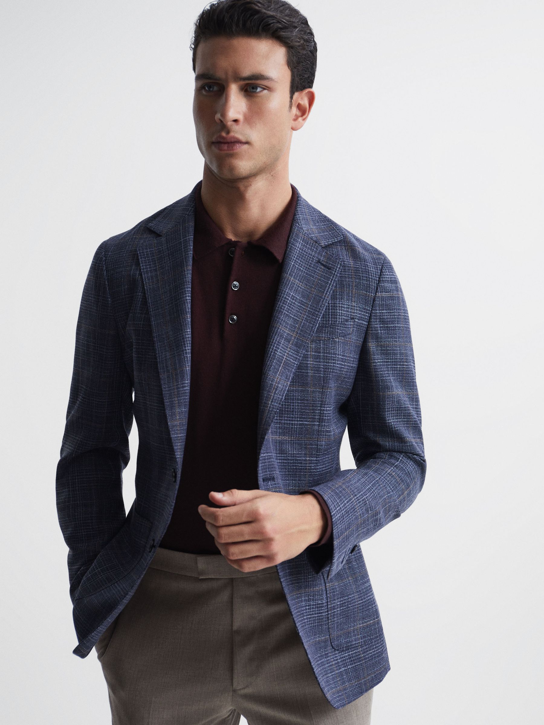 Merino Wool Polo Shirt in Bordeaux - Image 6 of 6