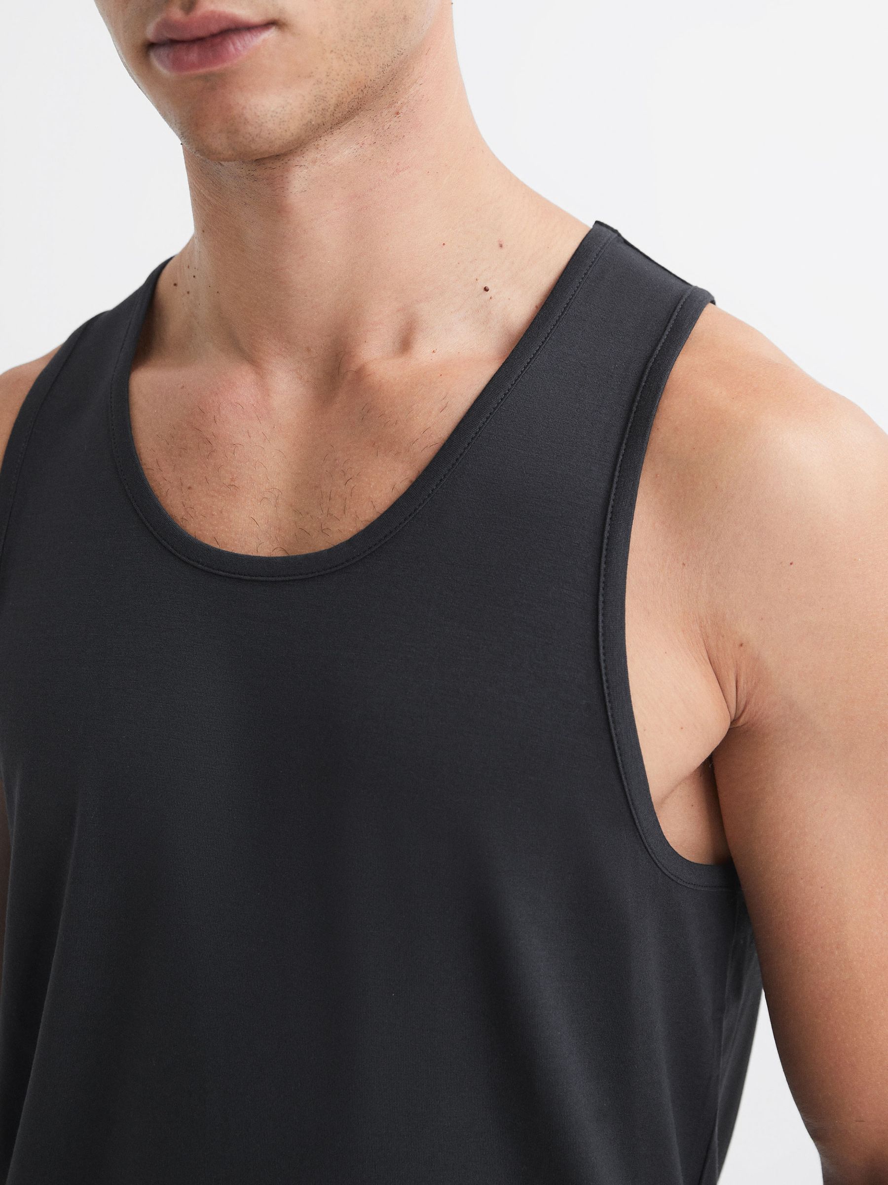Jersey Scoop Neck Vest in Charcoal - Image 4 of 5