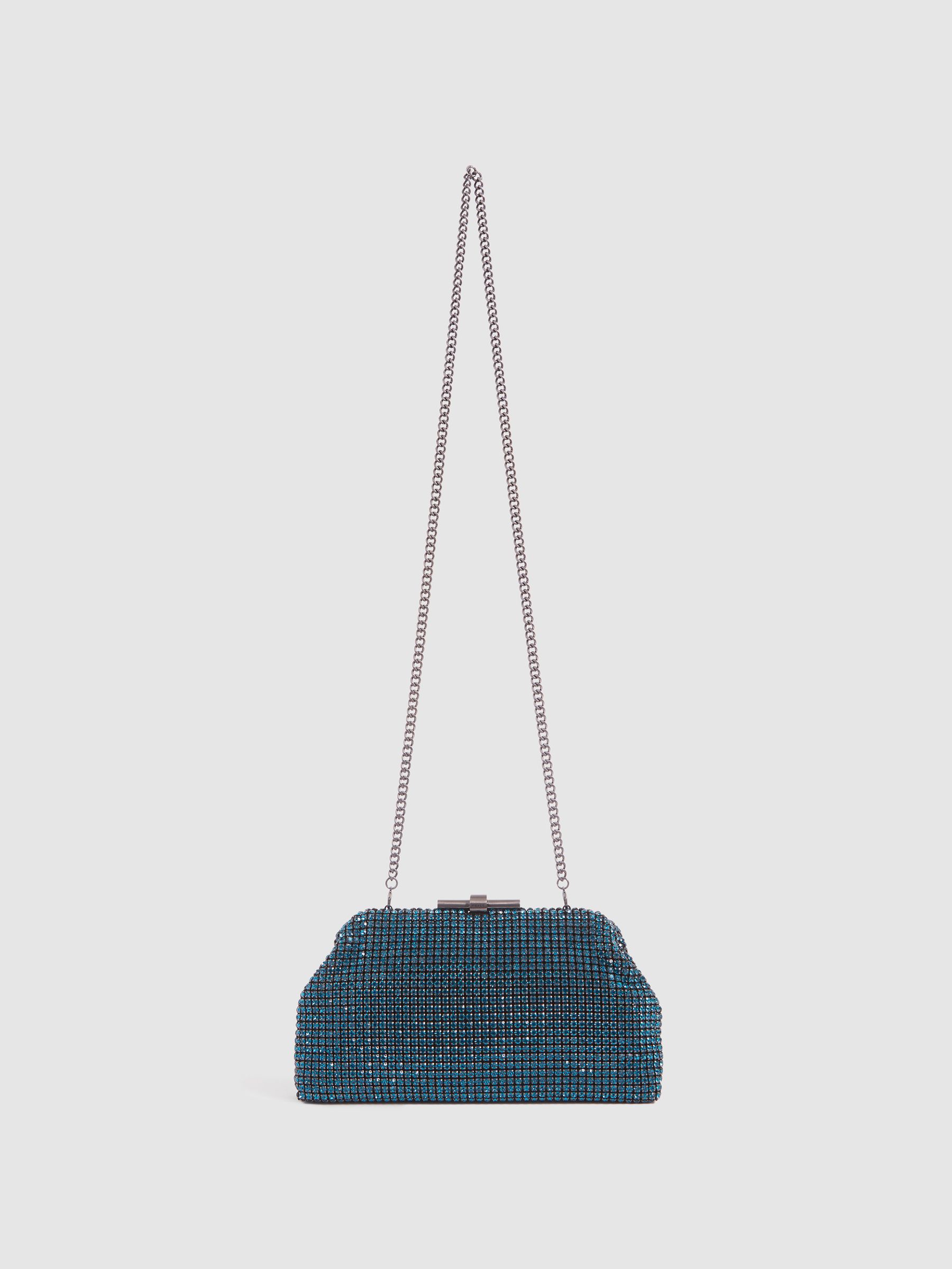 Embellished Clutch Bag in Teal - Image 1 of 7